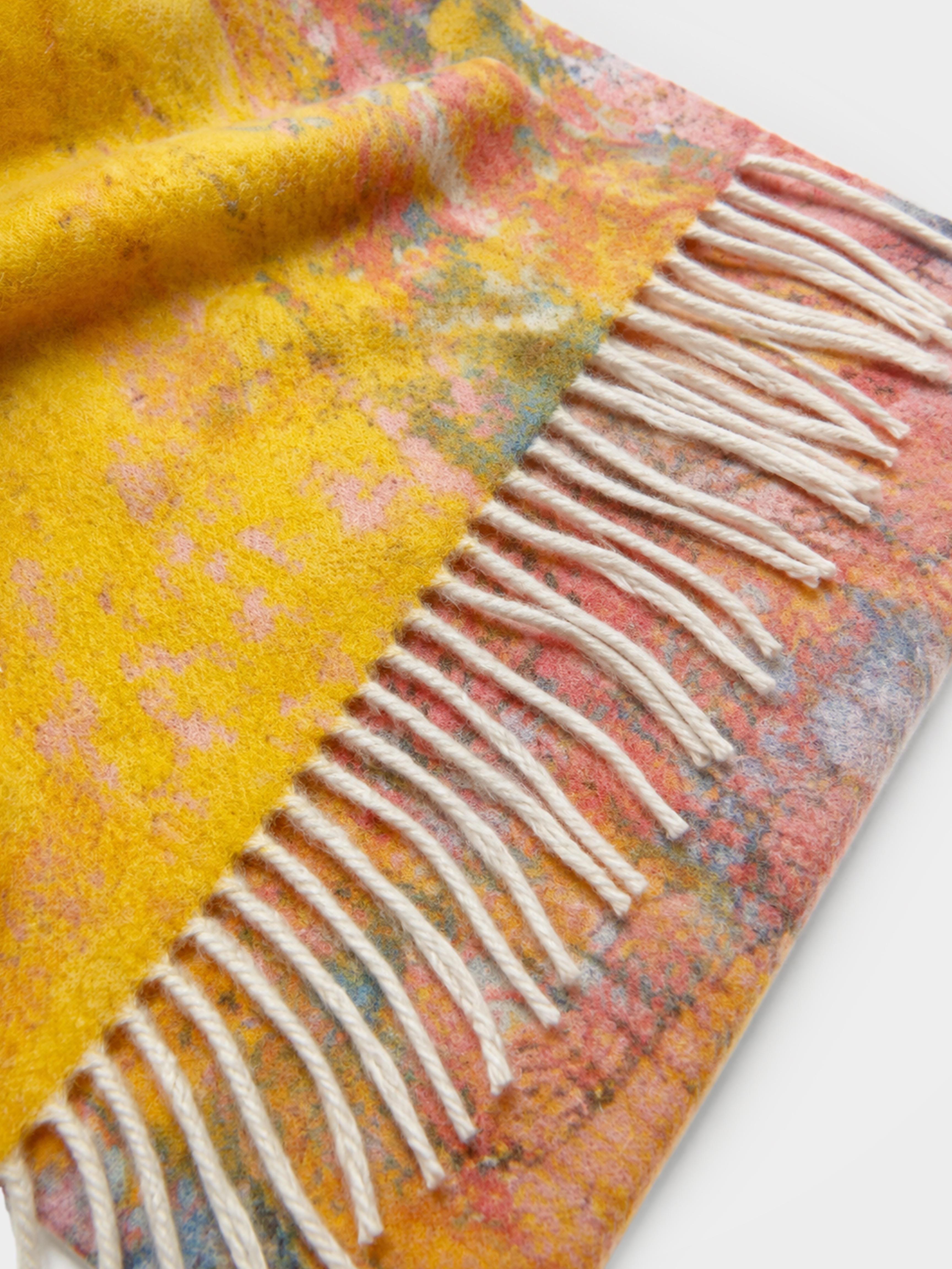 100% Cashmere Abstract Art Print Fringe Long Scarf