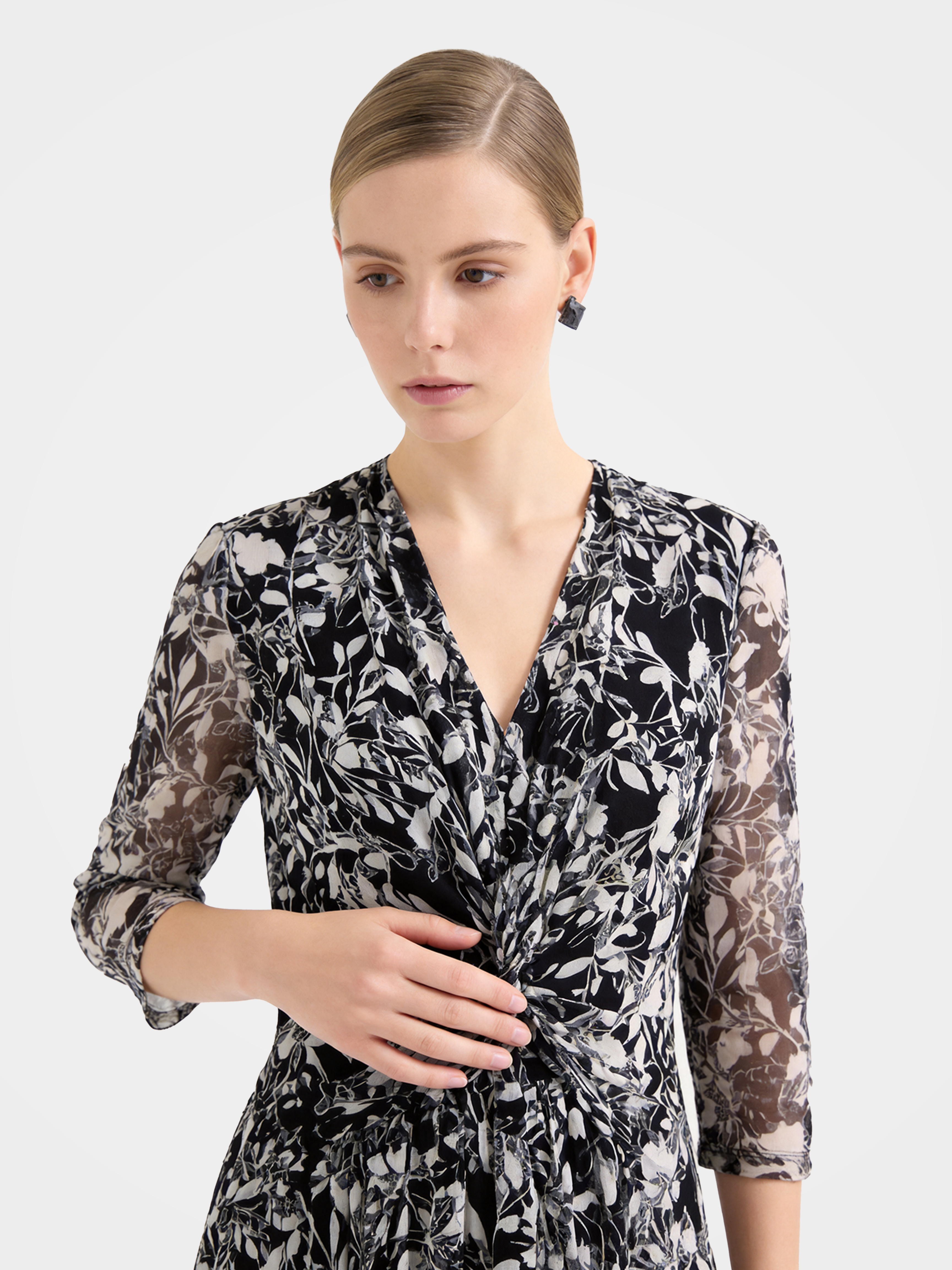 Breathable Mulberry Silk Printed Midi-Length Dress