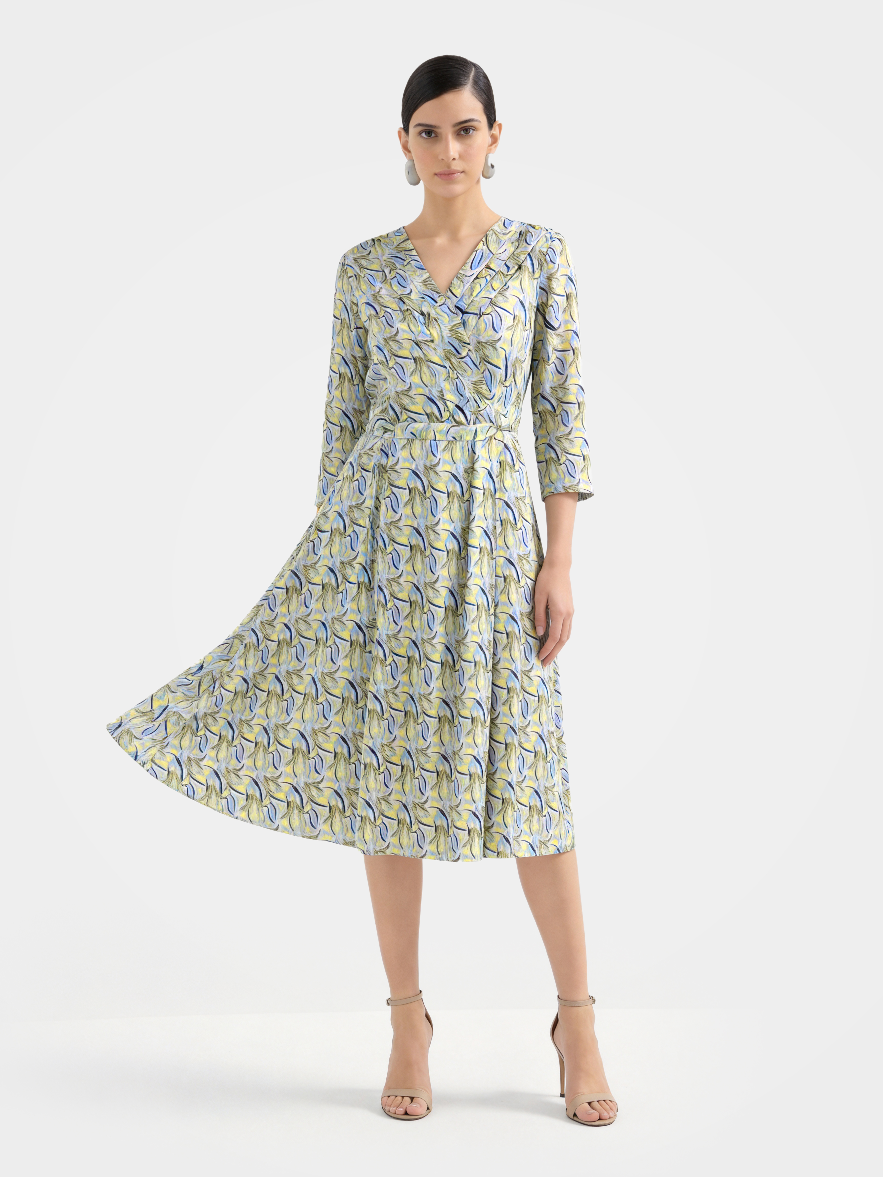 Luxurious Mulberry 100% Mulberry Silk Printed Midi Dress
