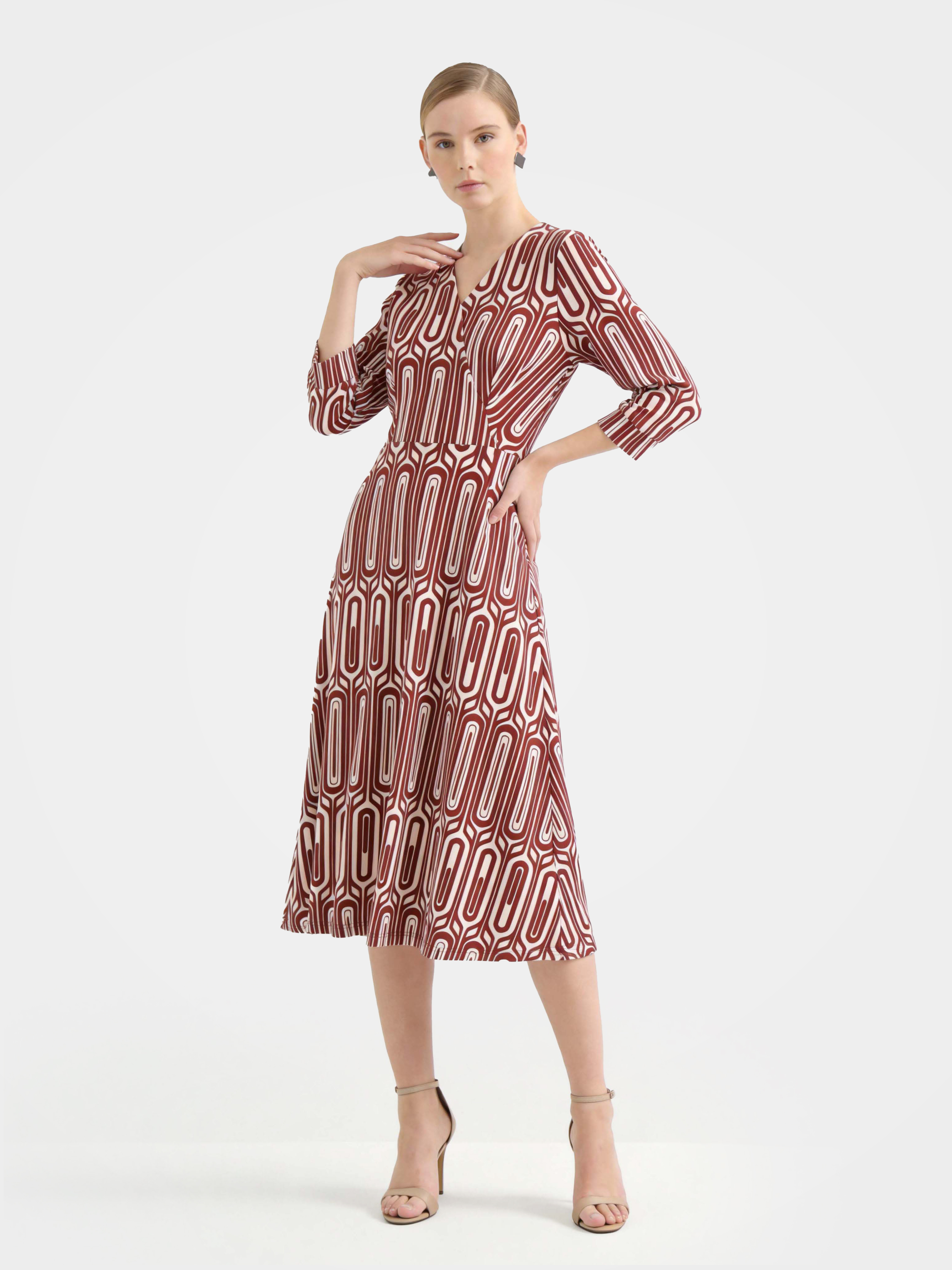 Luxurious 100% Mulberry Silk Printed Midi Dress