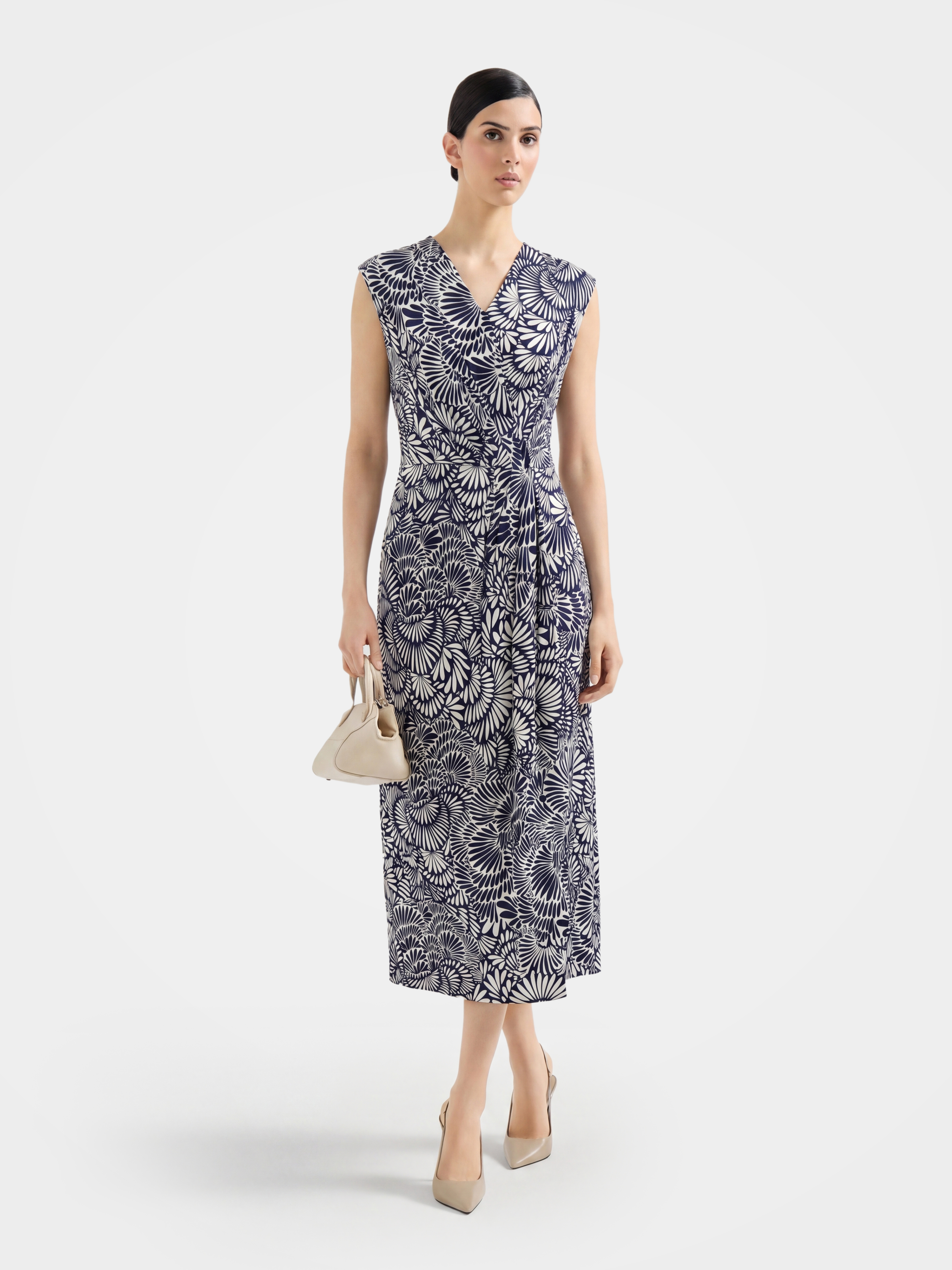 Luxury 100% Mulberry Silk Floral Wrap Midi Dress