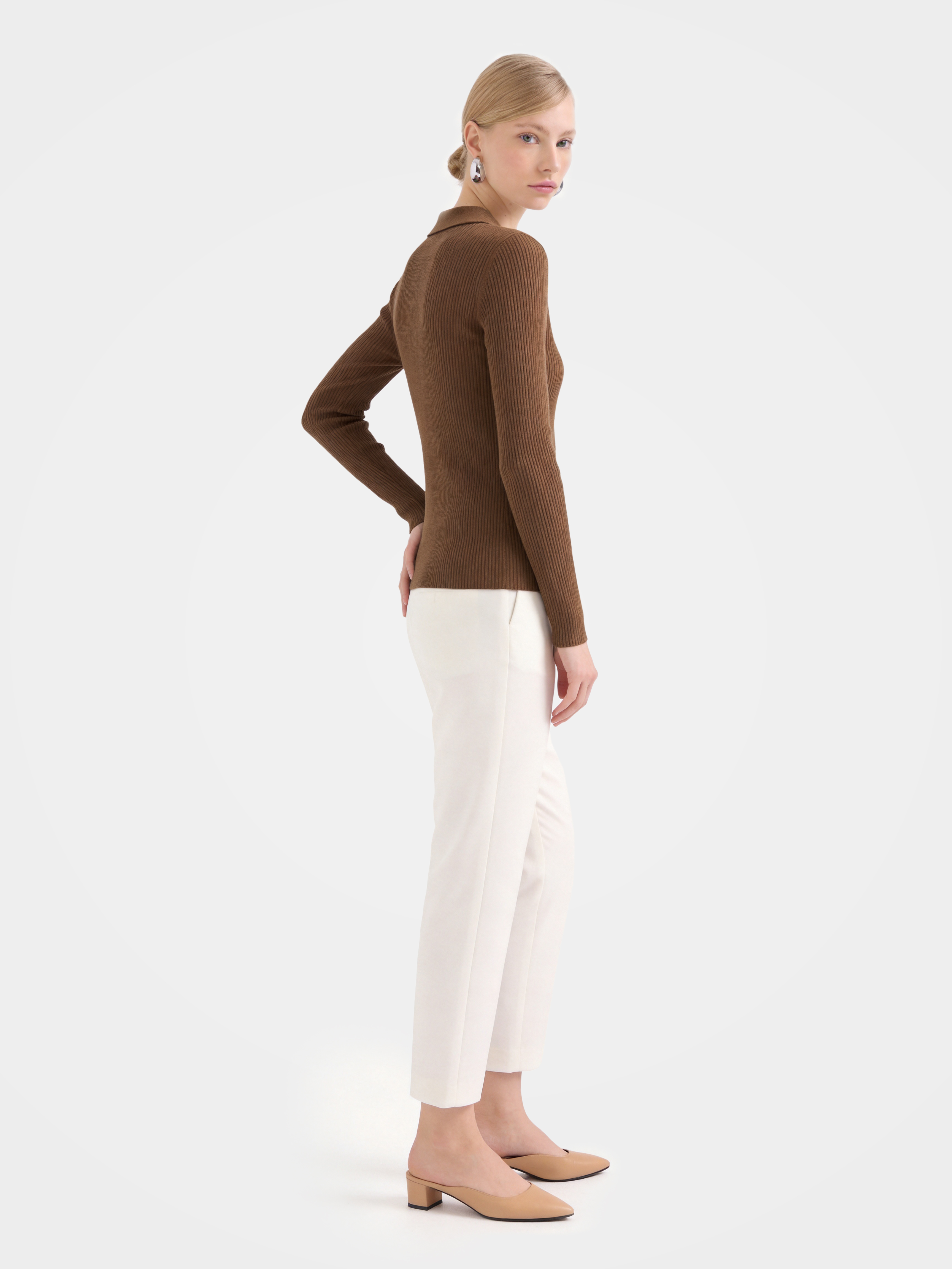 Cashmere Zip up Collar Crewneck Sweater