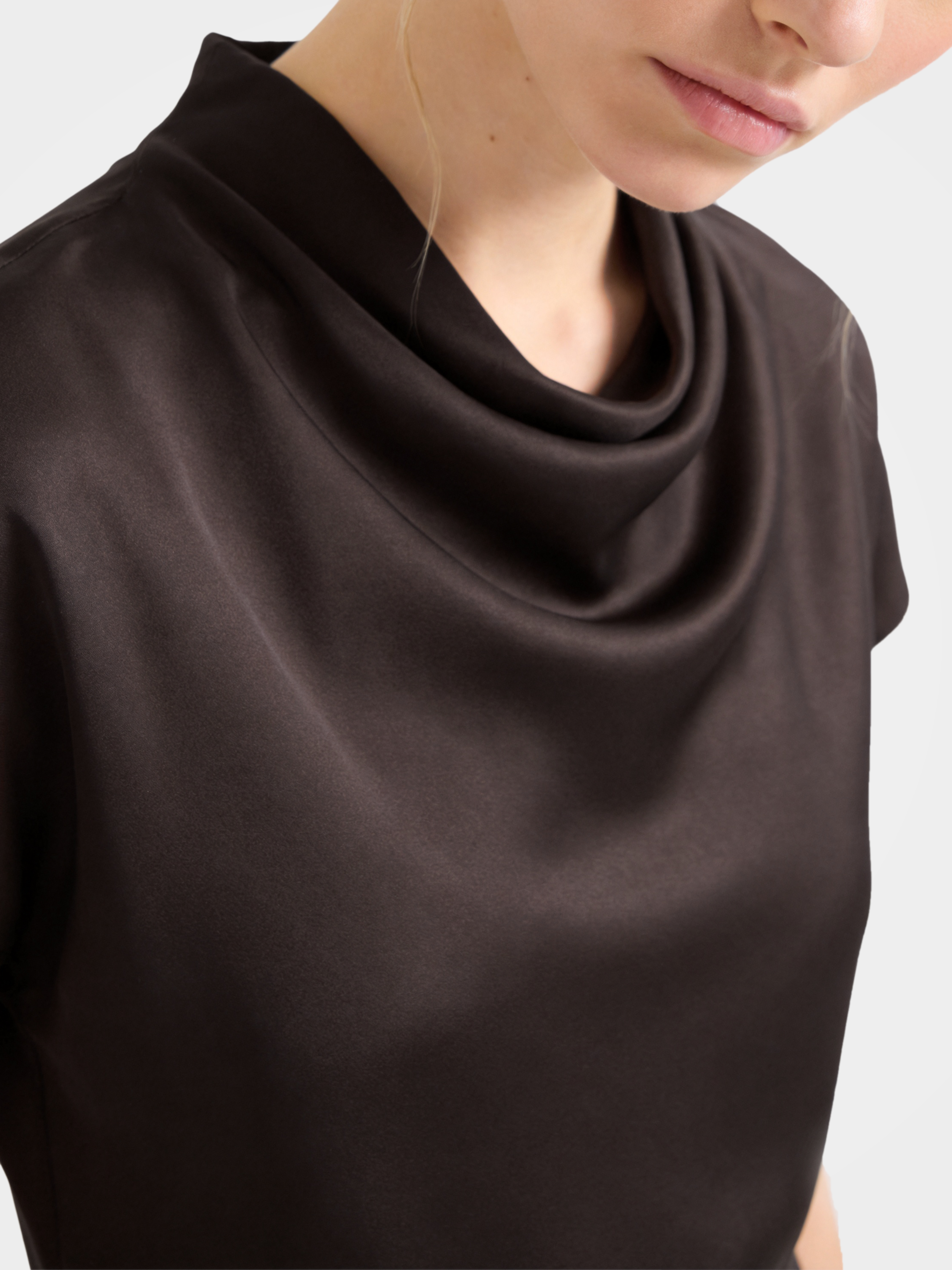 100% Mulberry Silk Cowl Neck Short Sleeve Top