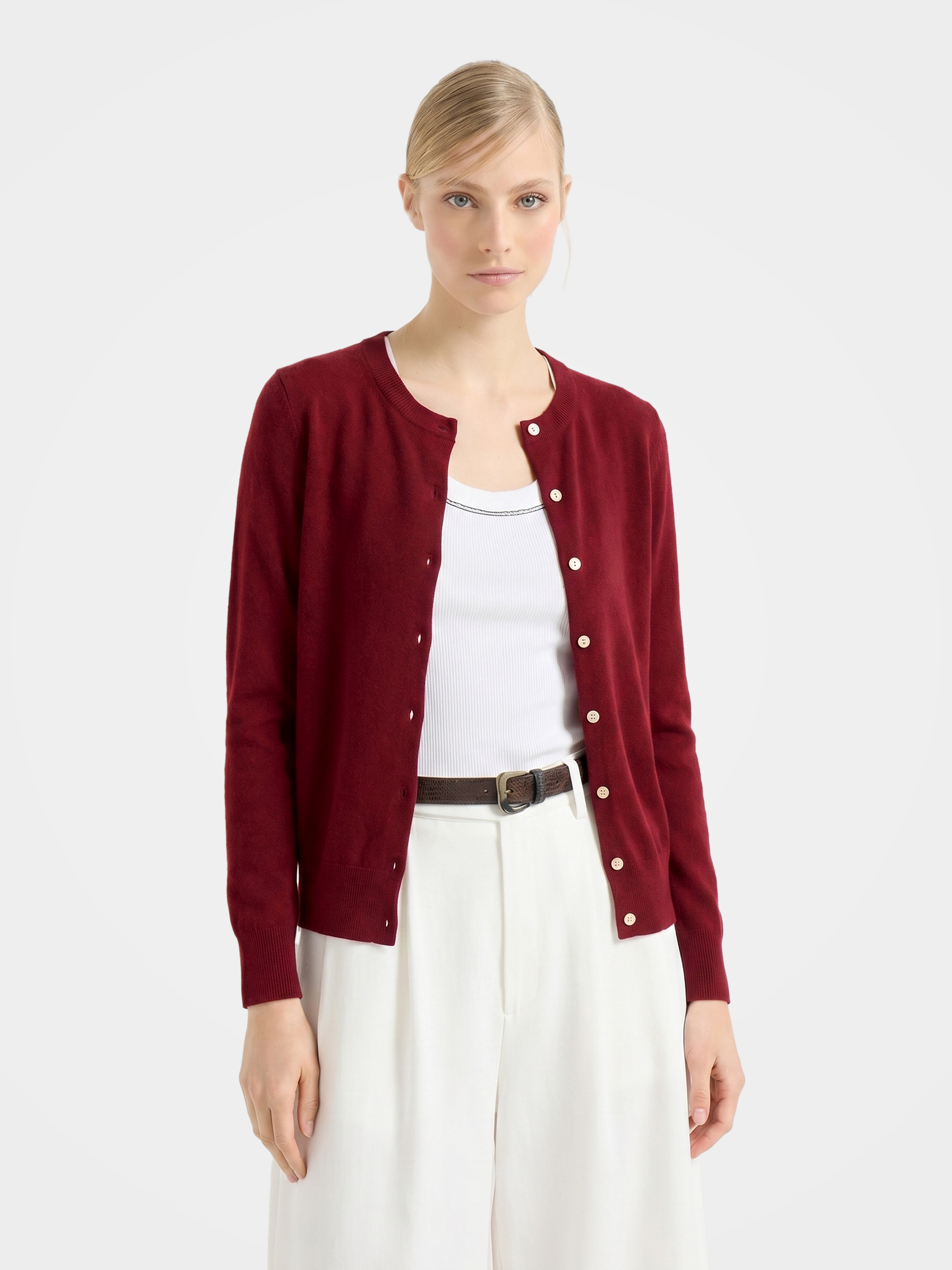 100% Cashmere Crew Neck Long Sleeve Cardigan
