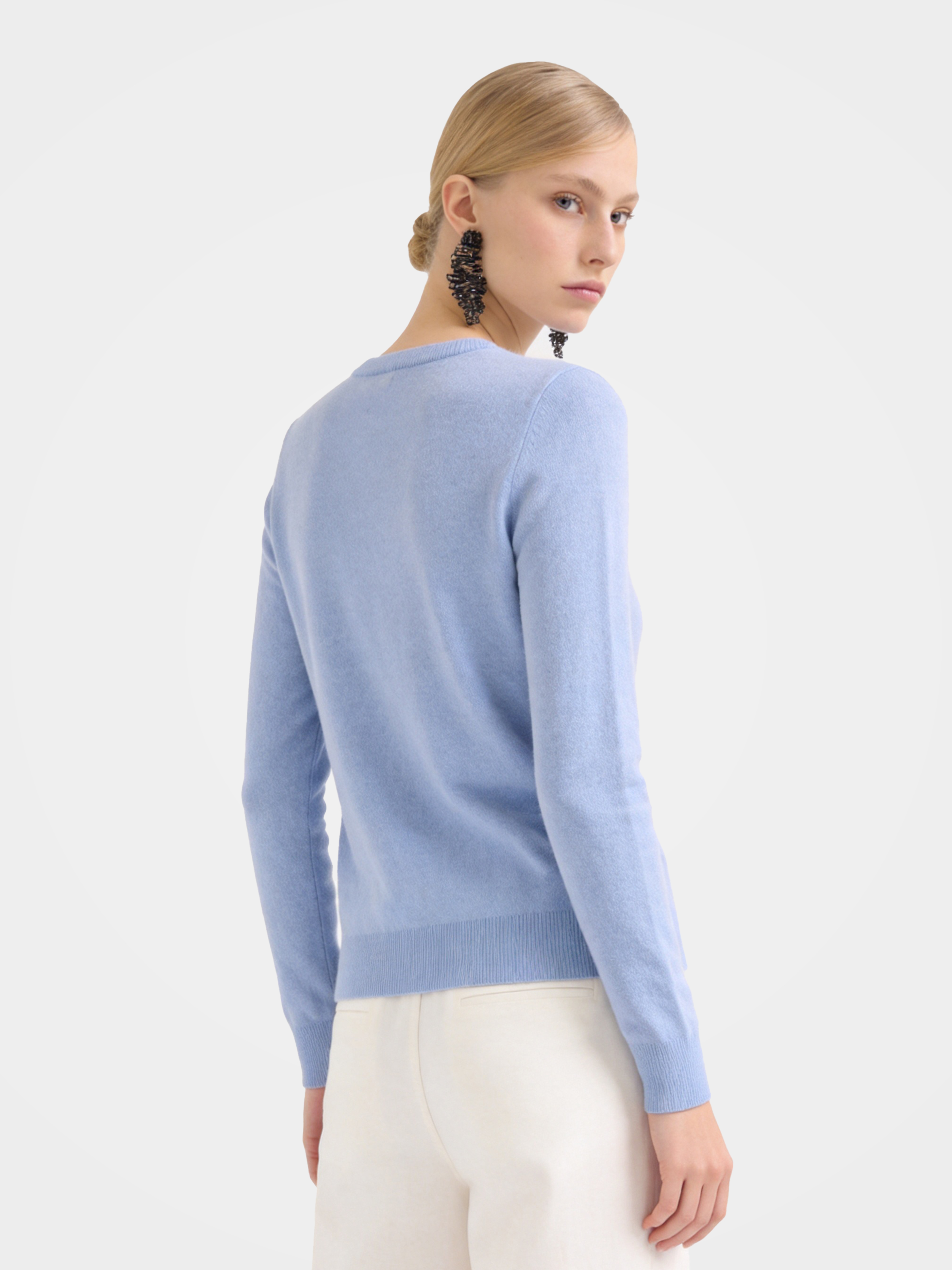100% Cashmere Crew Neck Long Sleeve Cardigan