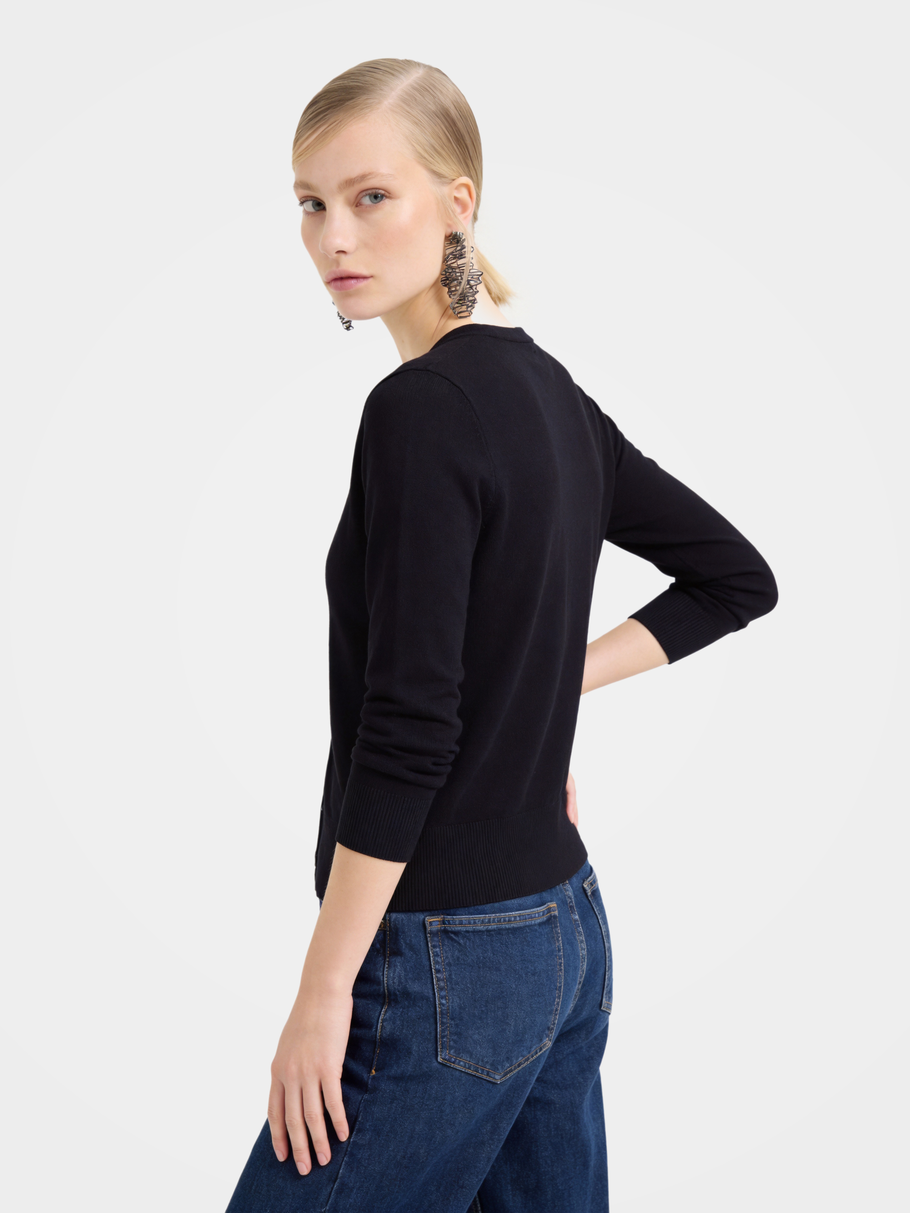 100% Cashmere Crew Neck Long Sleeve Cardigan