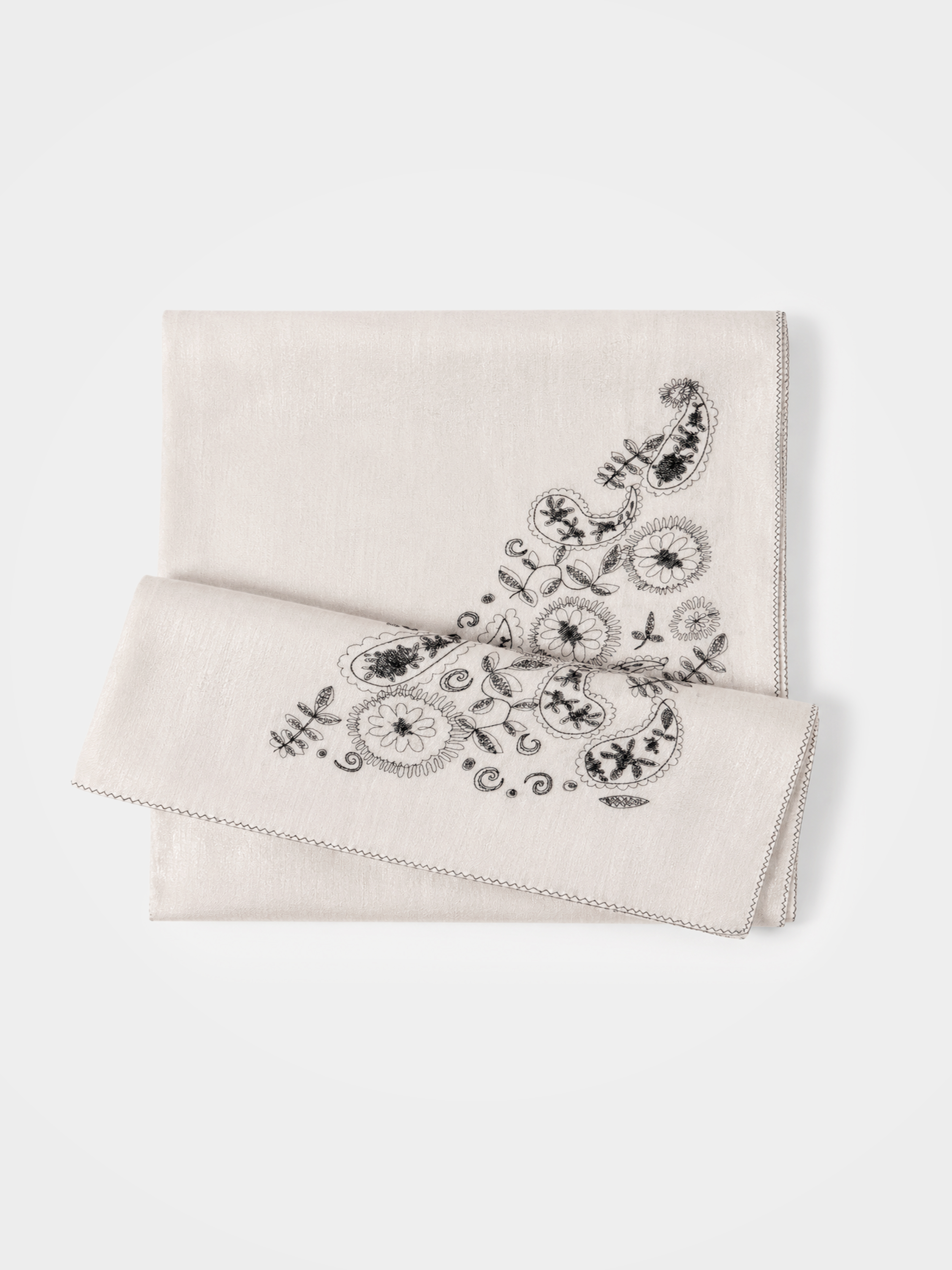 Premium 100% Cashmere Floral Paisley Beige Scarf– CAKO