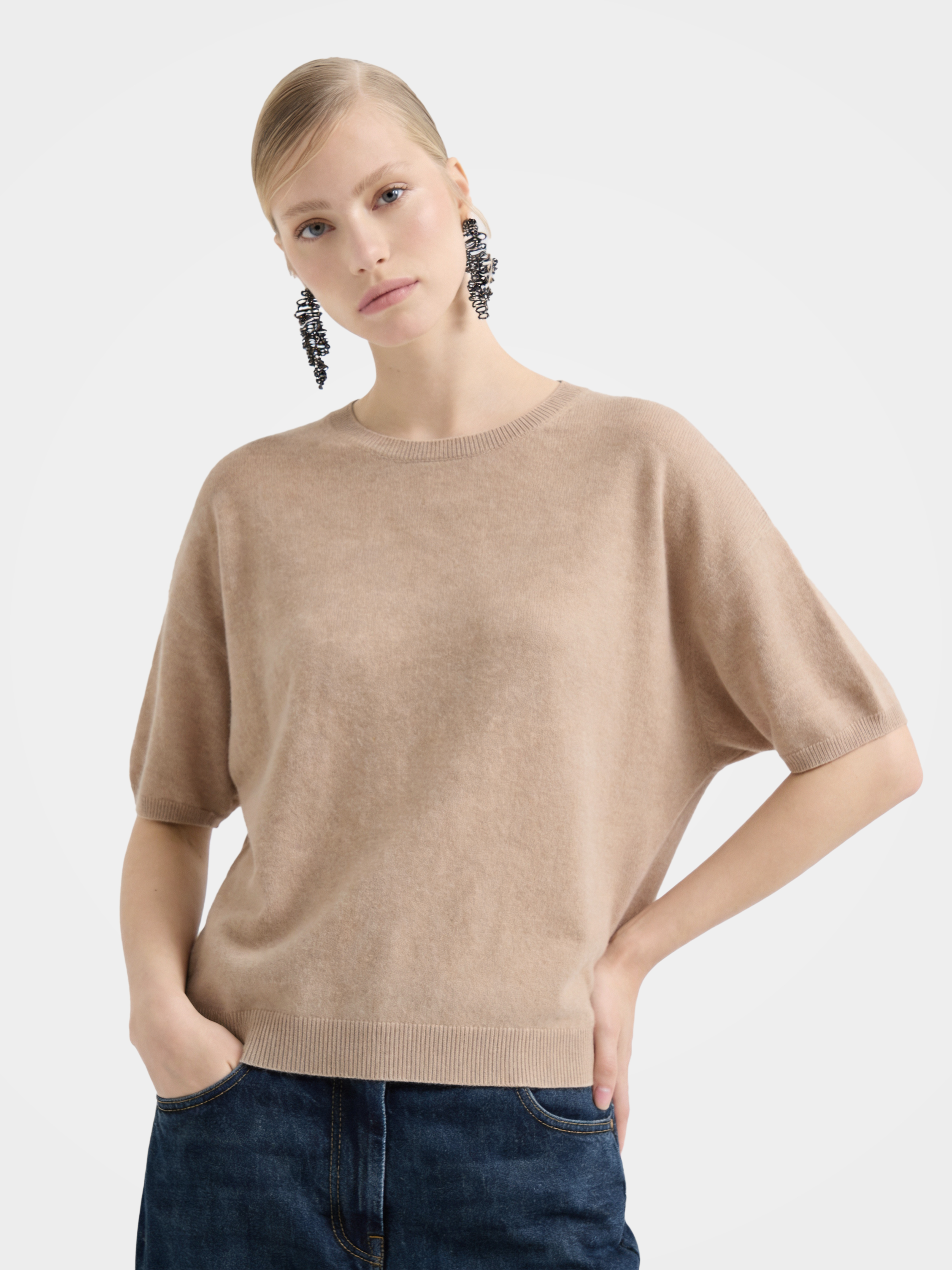 Breathable Cashmere Mid-Length Sleeve Knit Top