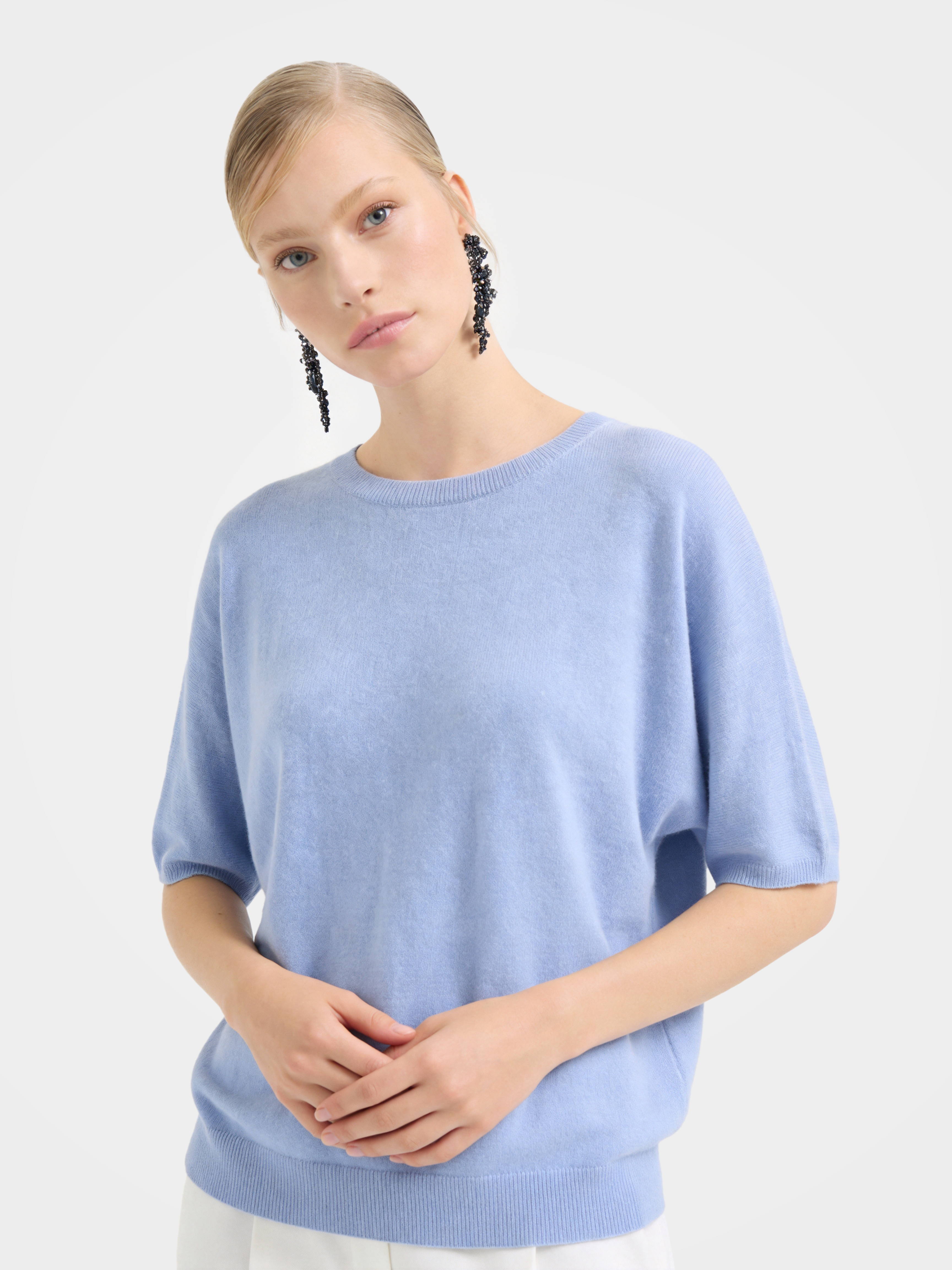 Breathable Cashmere Mid-Length Sleeve Knit Top