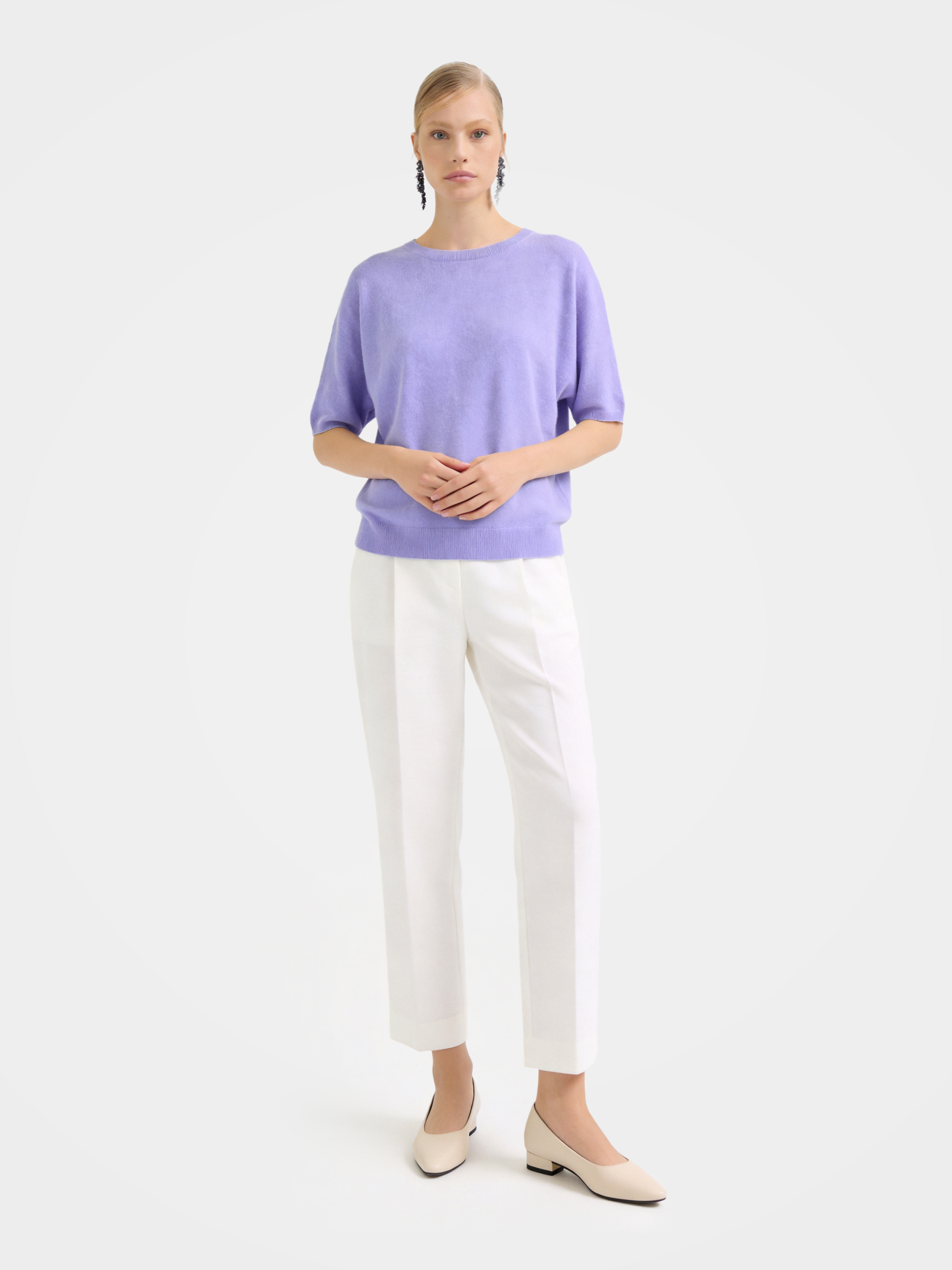 Breathable Cashmere Mid-Length Sleeve Knit Top