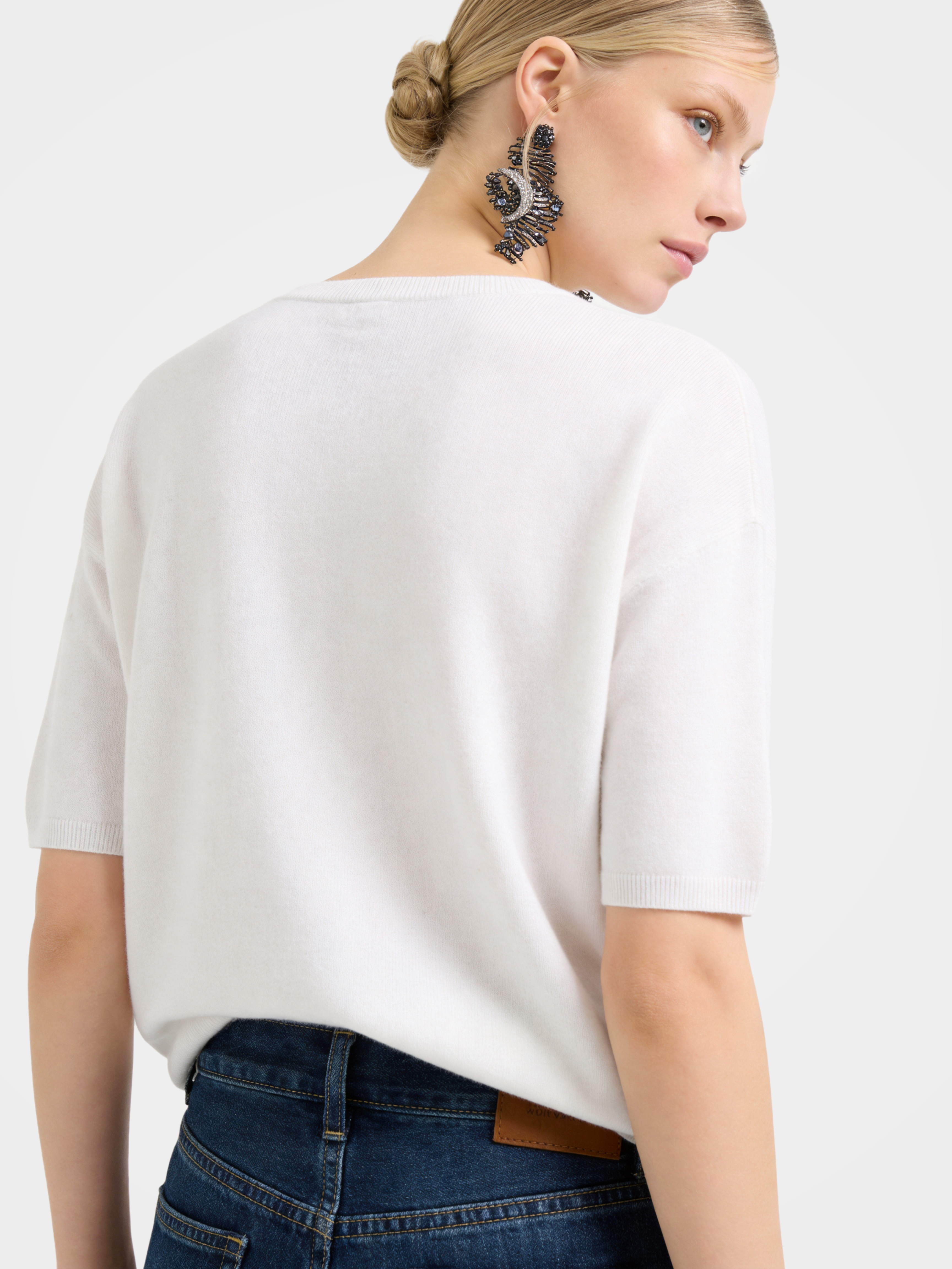 Breathable Cashmere Mid-Length Sleeve Knit Top
