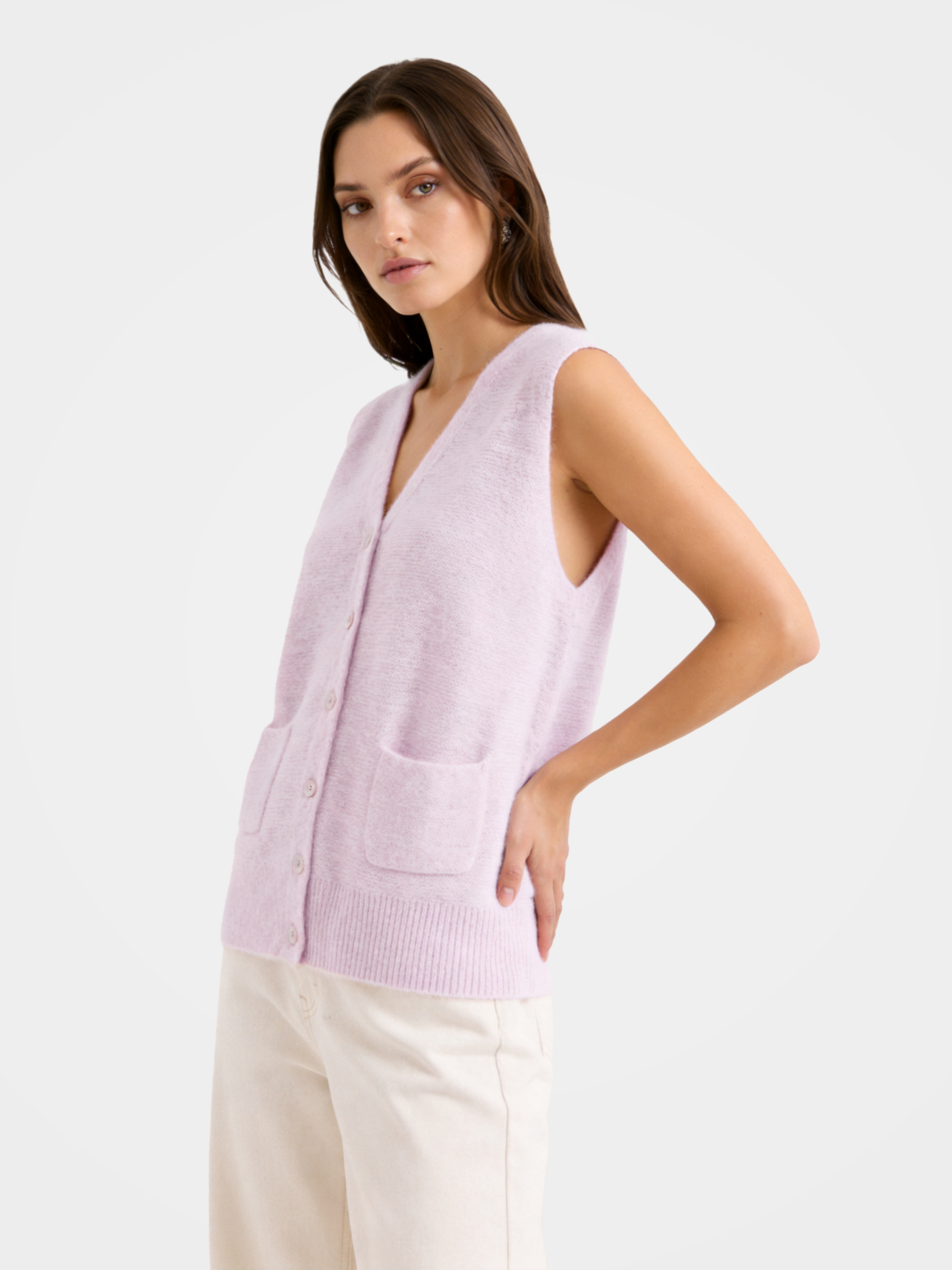Lightweight Mongolian Cashmere V Neck Knit Vest