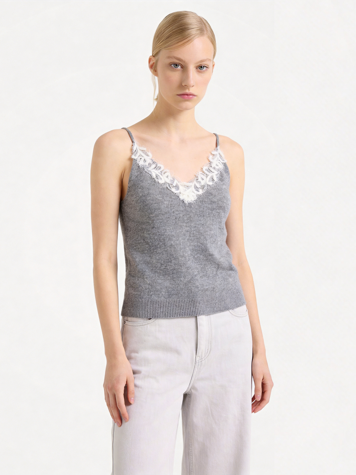 Lightweight 100% Mongolian Cashmere Lace Knit Tanks & Camis
