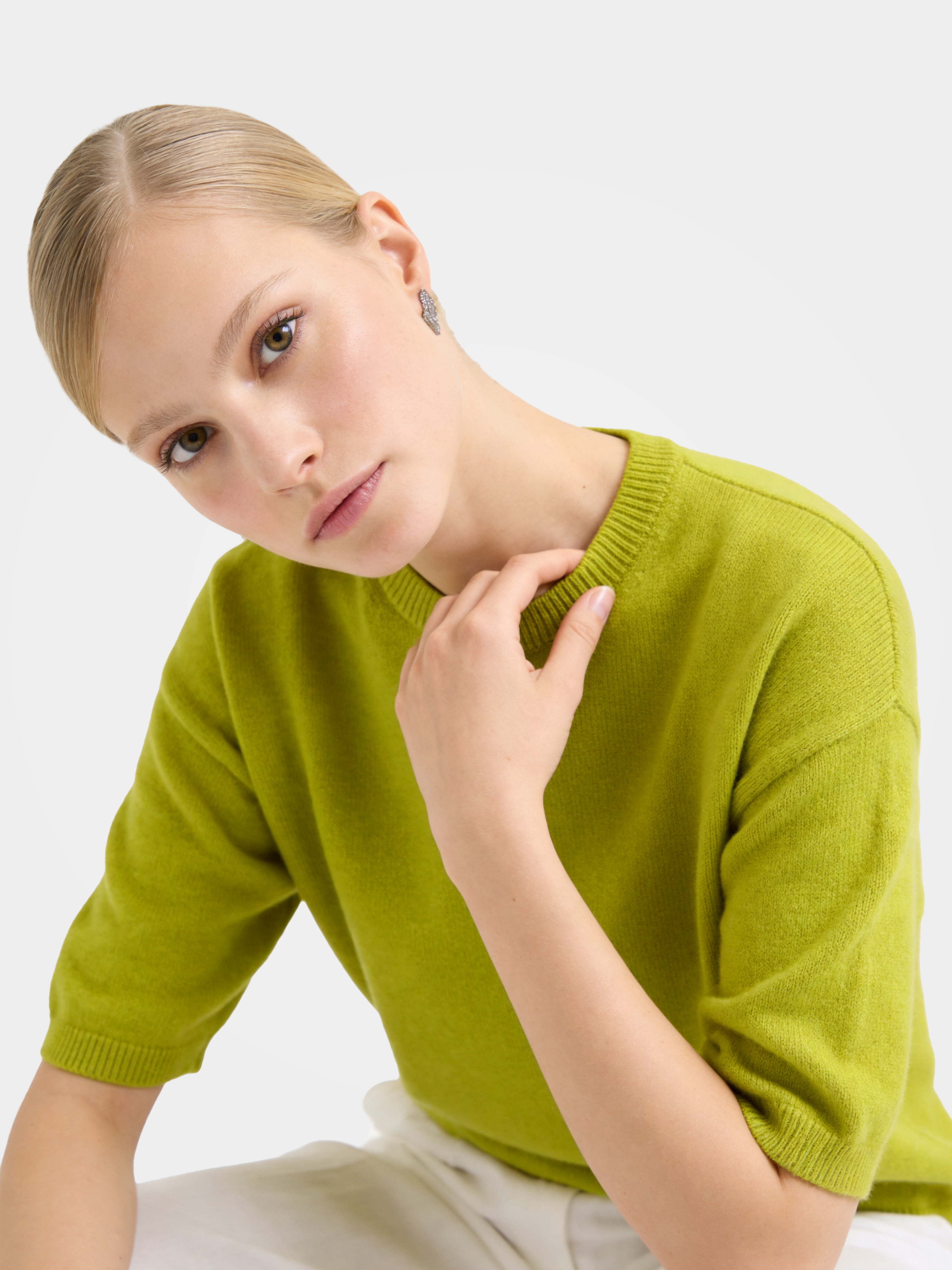 Mongolian Cashmere Elbow Sleeve Top Knit 