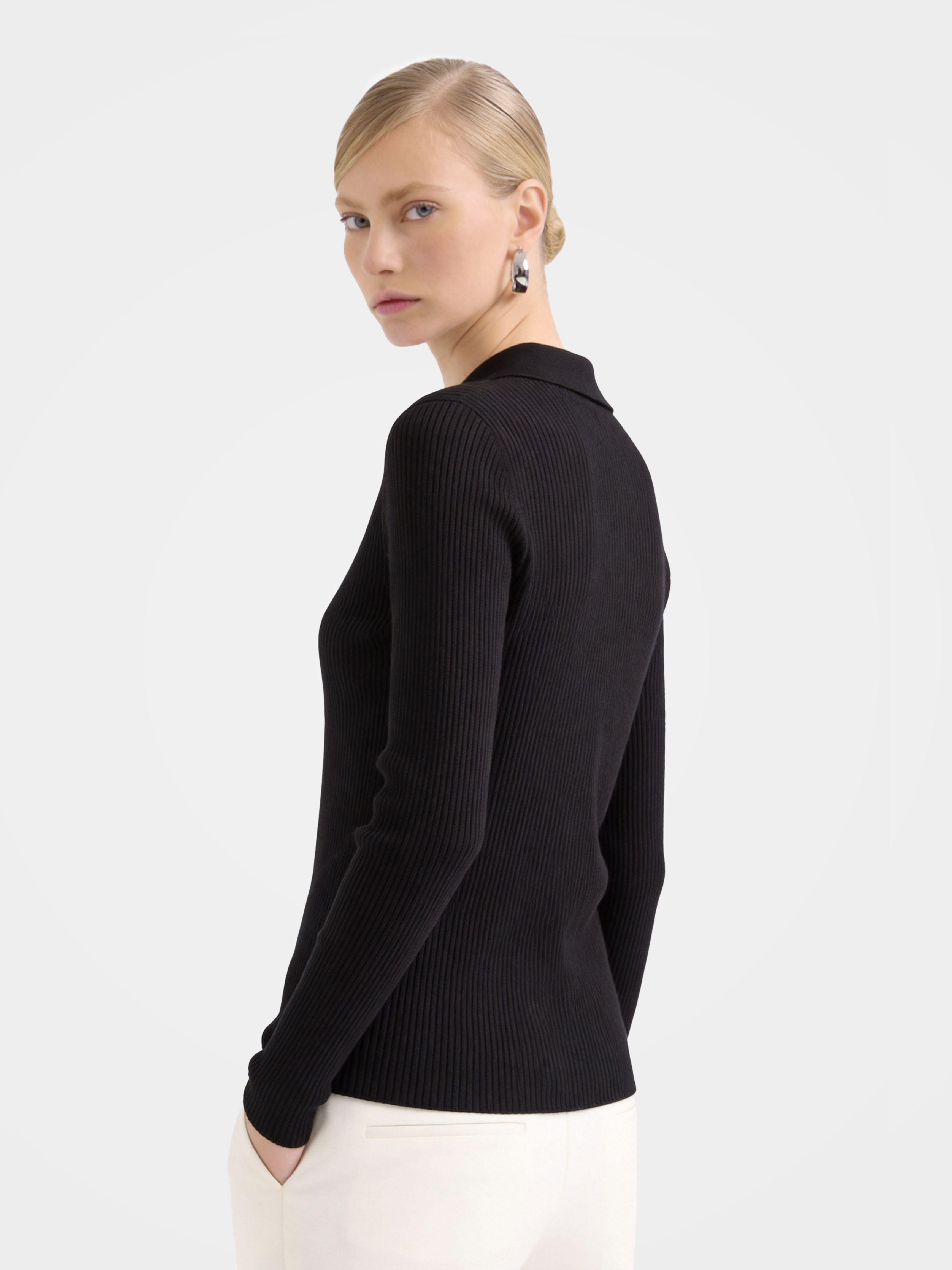 Cashmere Zip up Collar Machine Washable Sweater