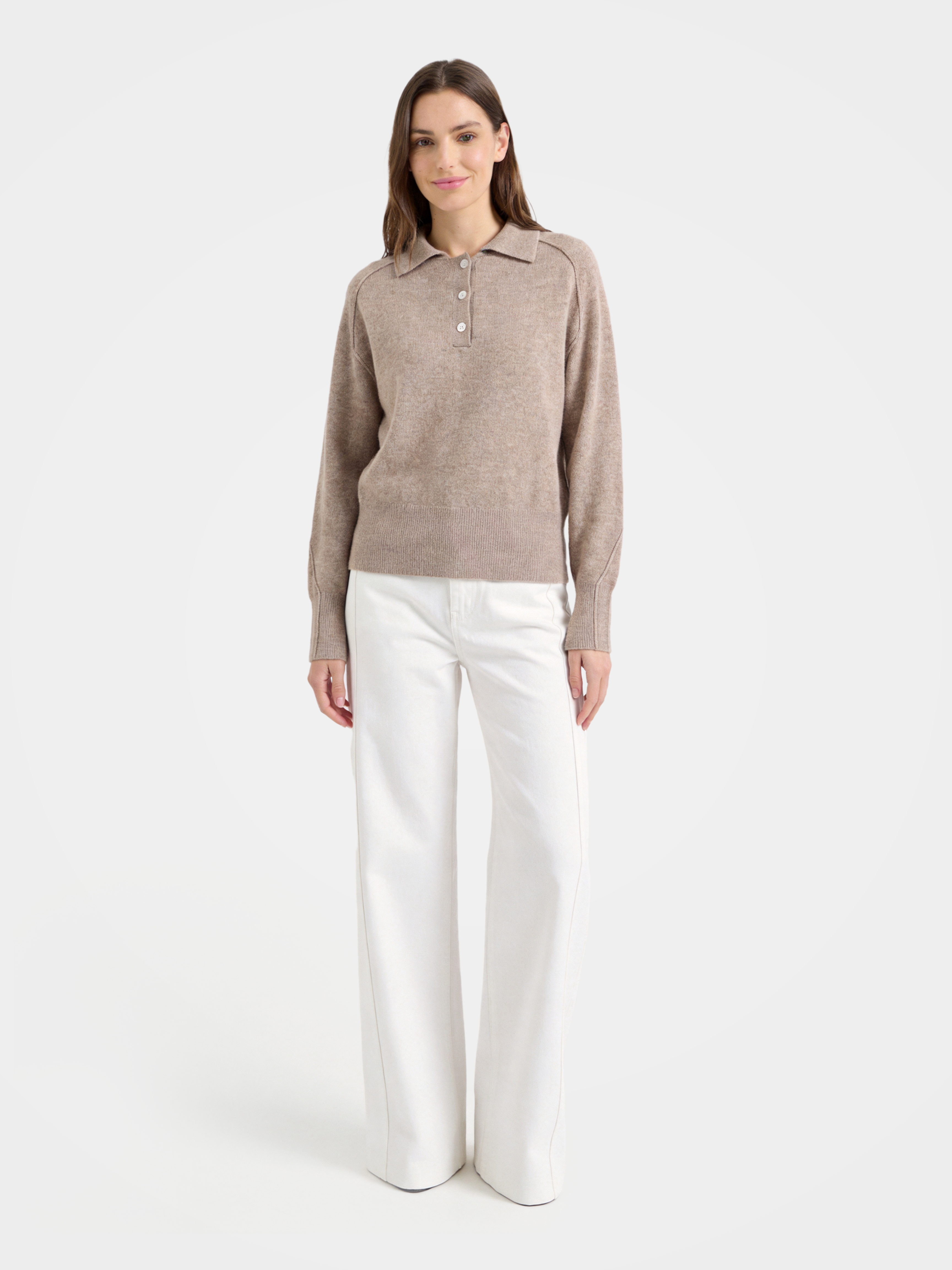 Soft 100% Mongolian Cashmere Polo Knit Top