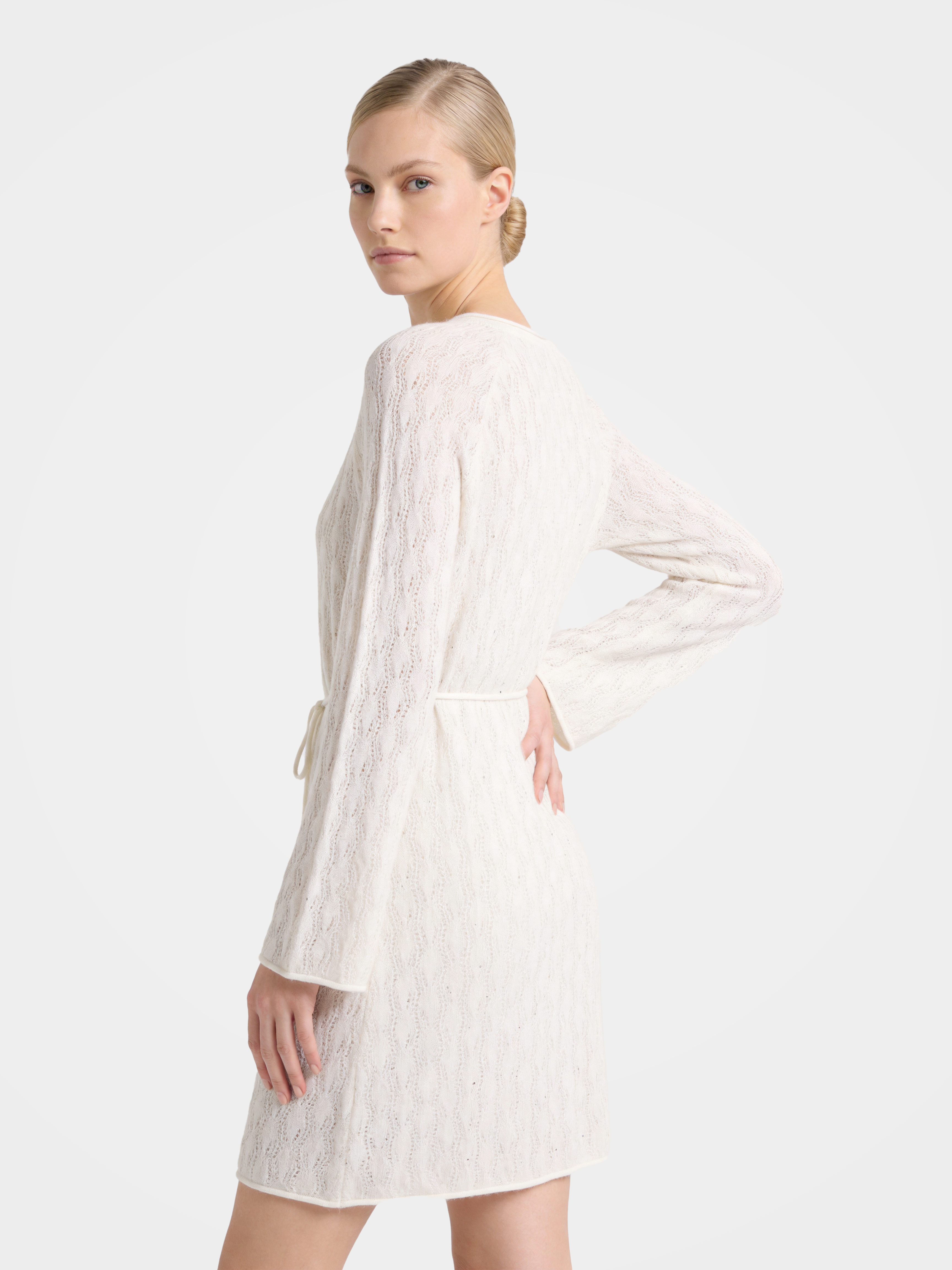 Luxurious Mongolian Cashmere Knit Mini Sweater Dress