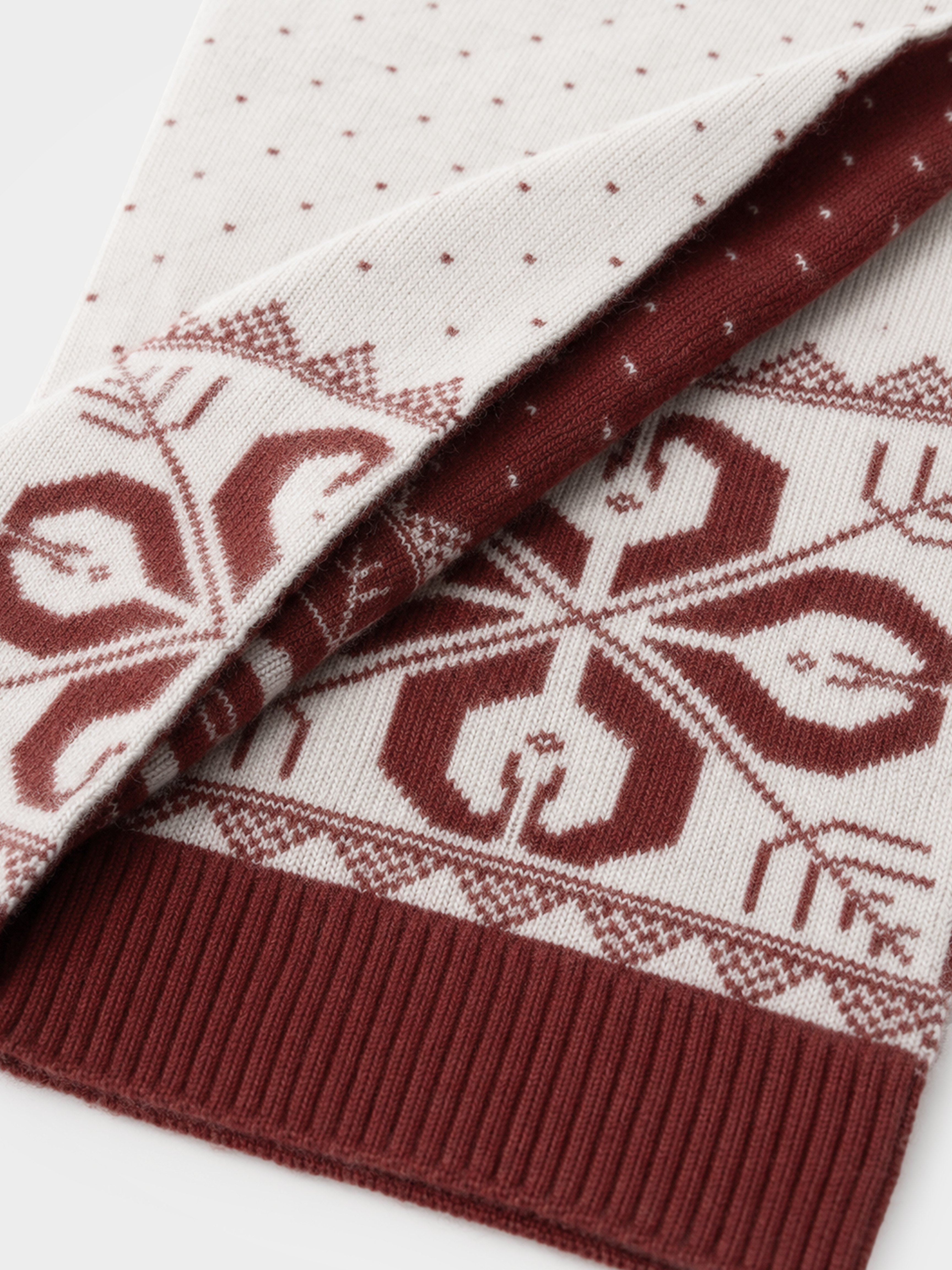100% Cashmere Fair Isle Rectangle Knit Scarf 