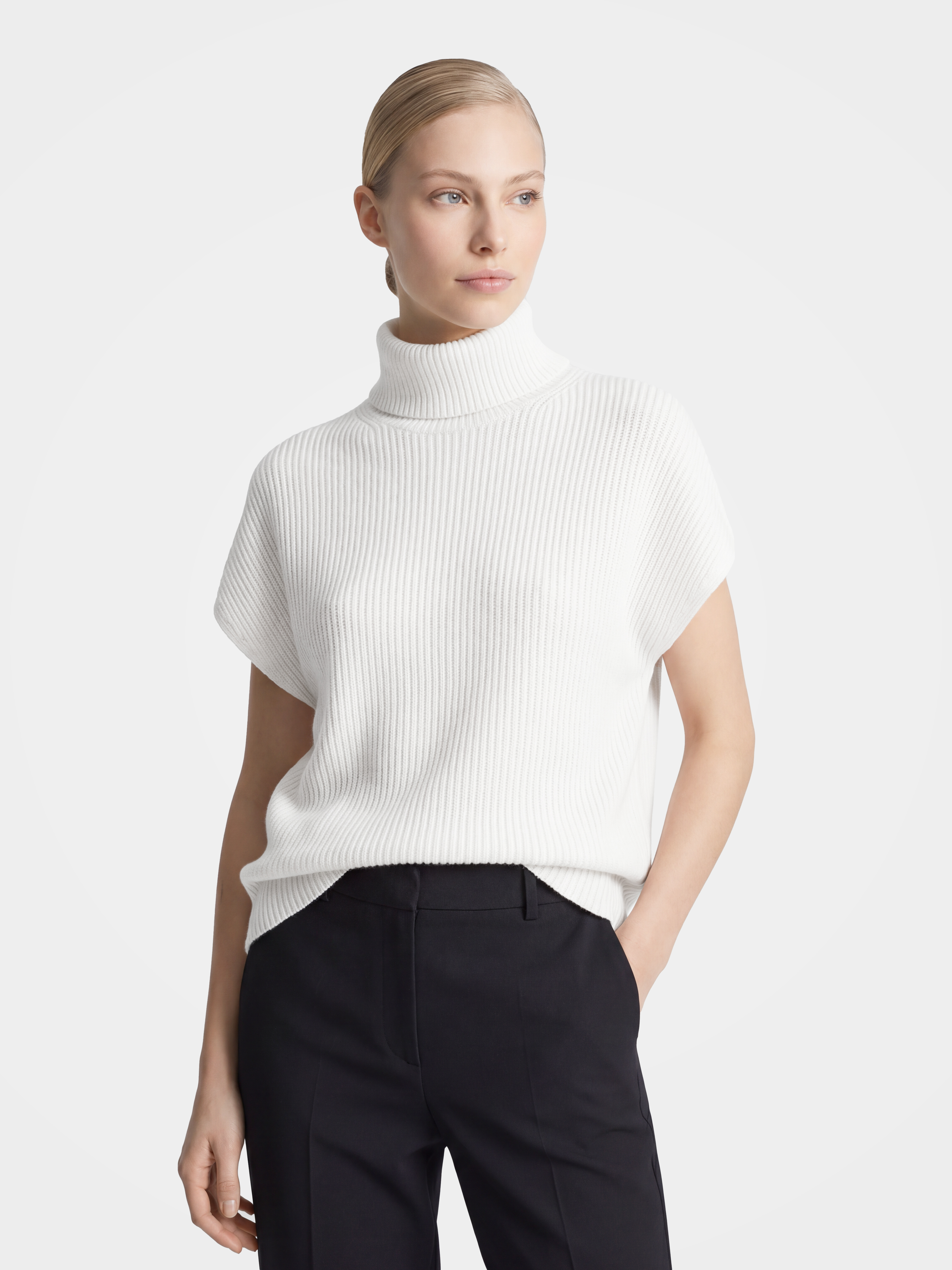 Pre-Order |Cotton Turtleneck Sweater Soft Short Sleeve Knit (10-14 Business Days)