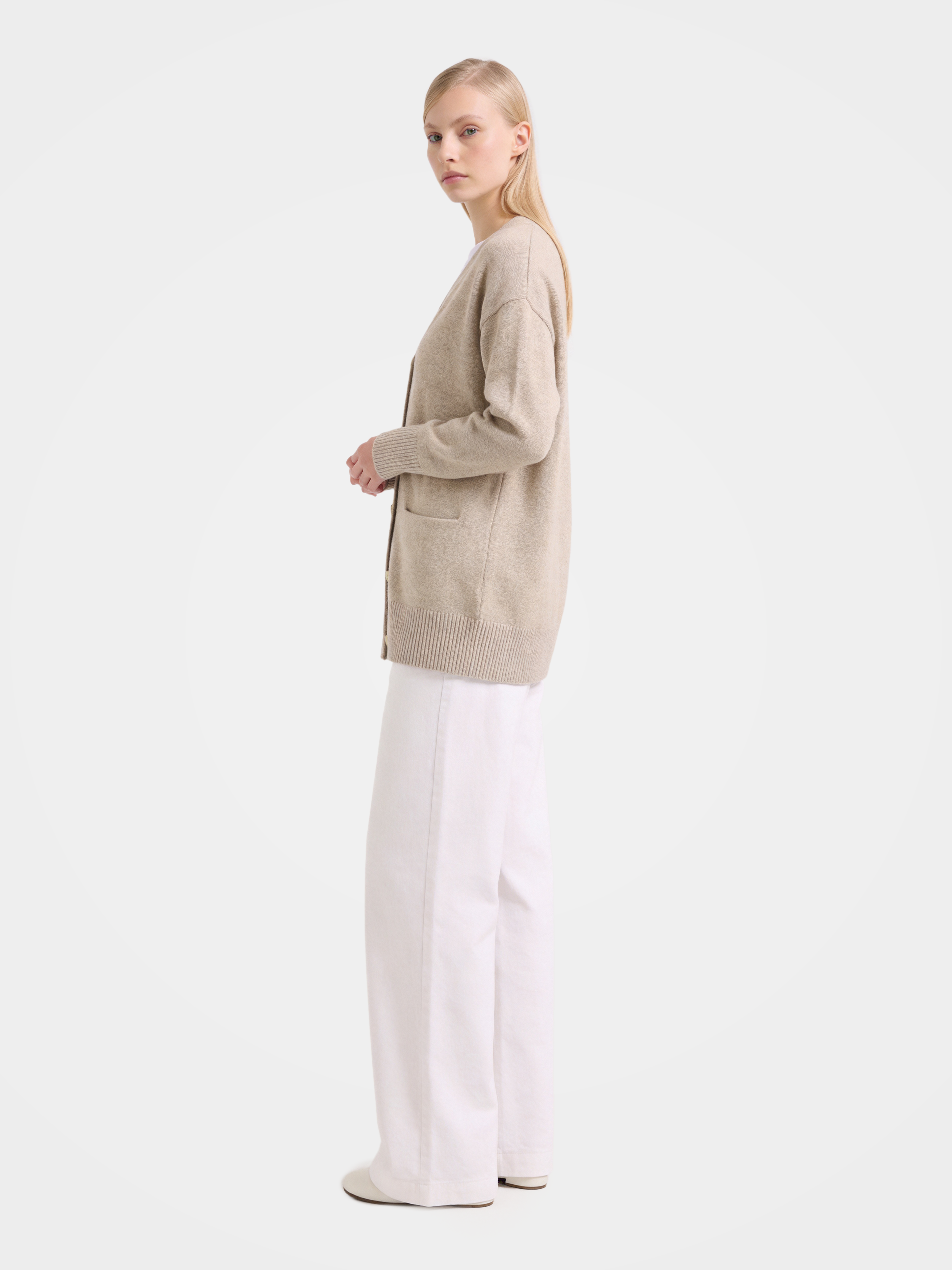 Pre-Order | 100% Wool Sweater Soft Relaxed Fit Knit Cardigan (10-14 Business Days)