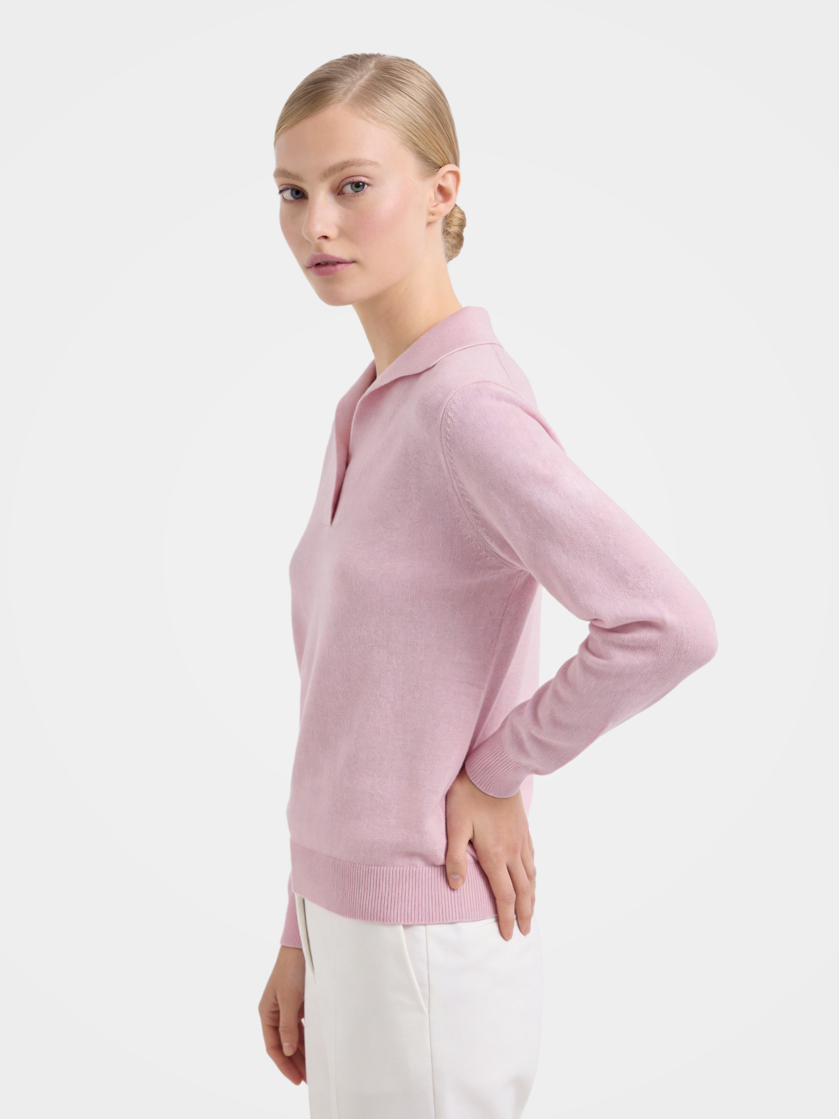 Pre-Order | 100% Cashmere Polo Sweater Soft Knit Pullover
