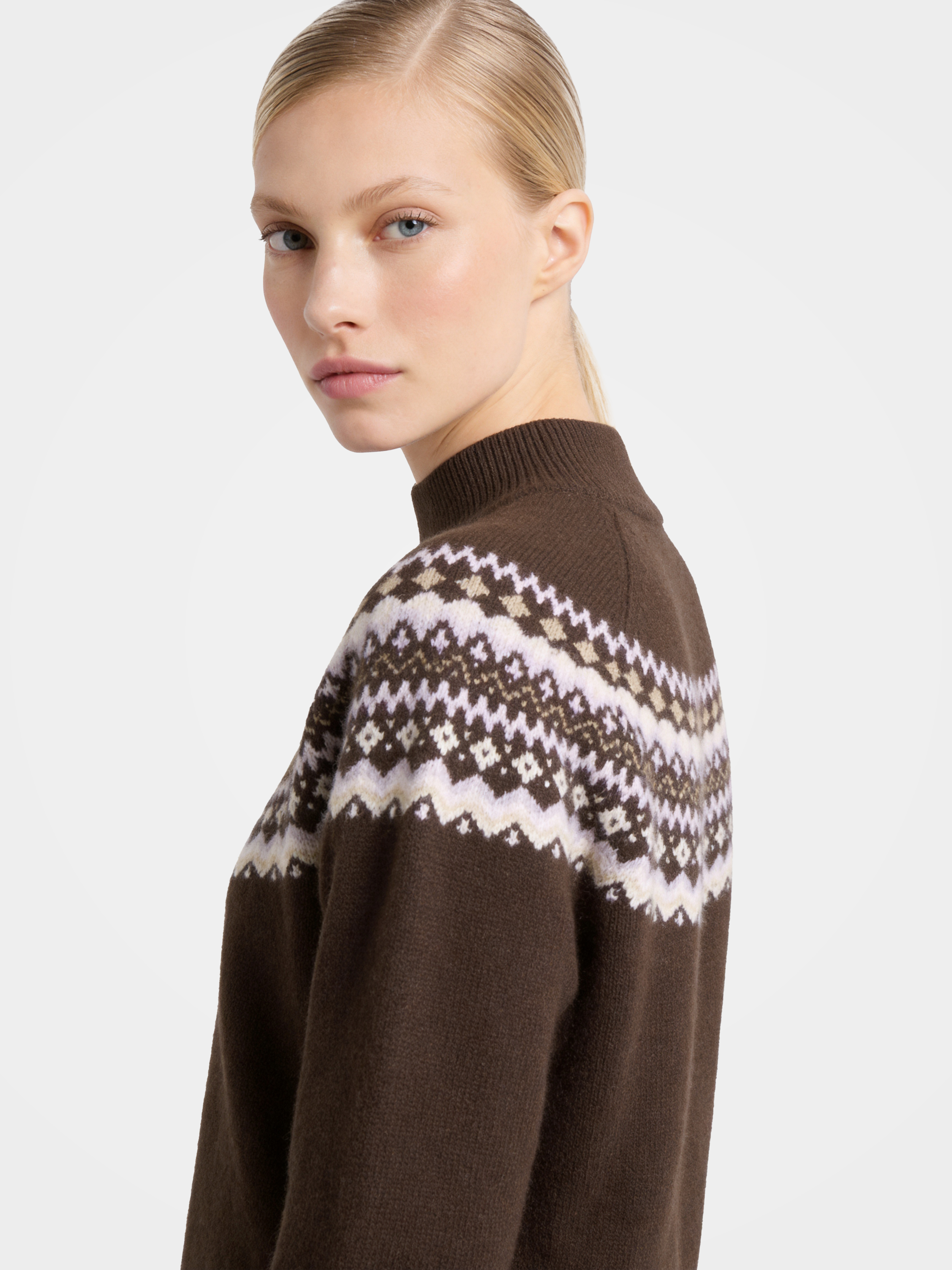 Pre-Order | Wool Mock Neck Sweater Soft Diamond Knit Pullover (10-14 Business Days)