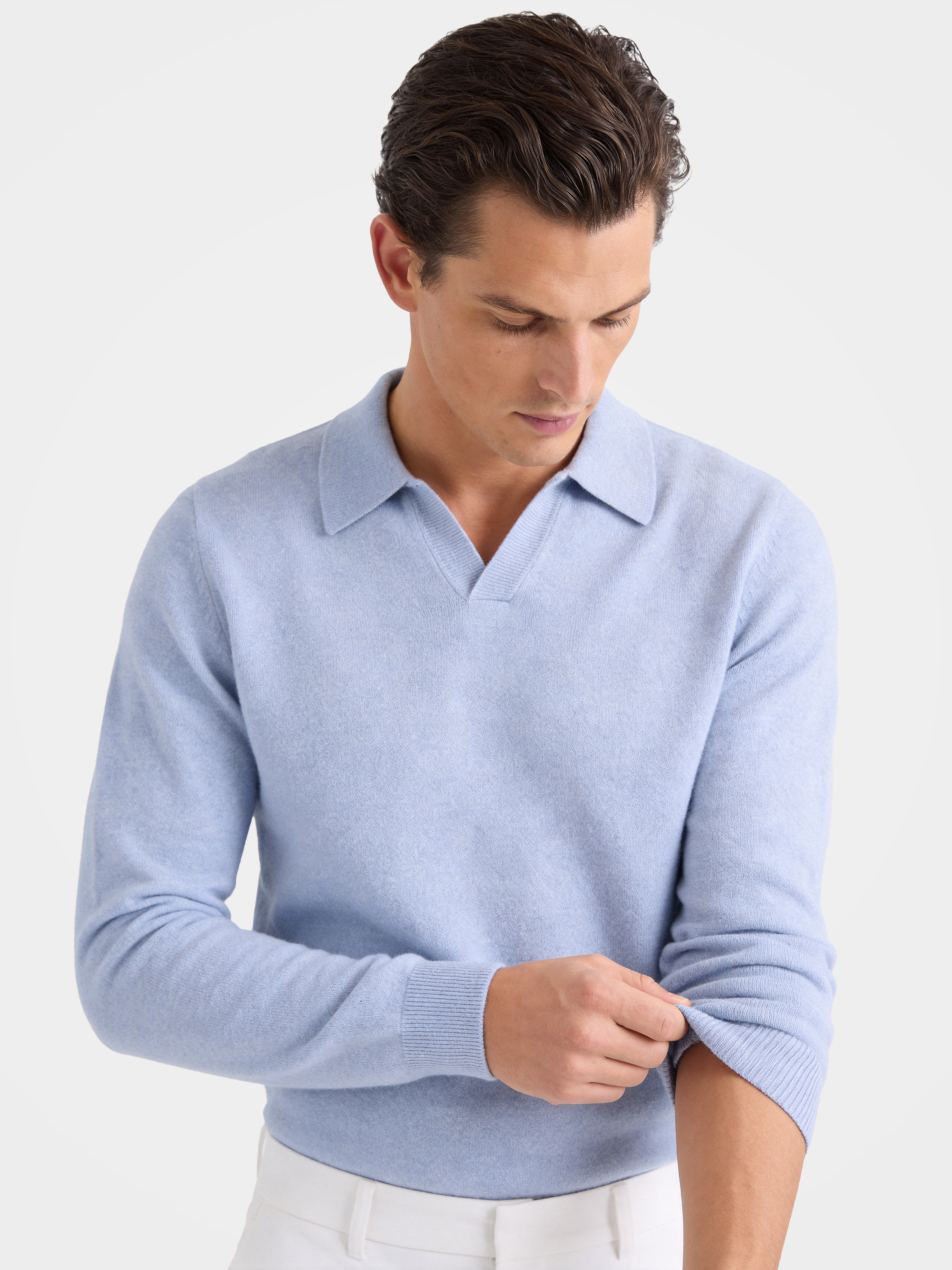 Men’s 100% Organic Cashmere Sweater Polo  Shirt Pullover