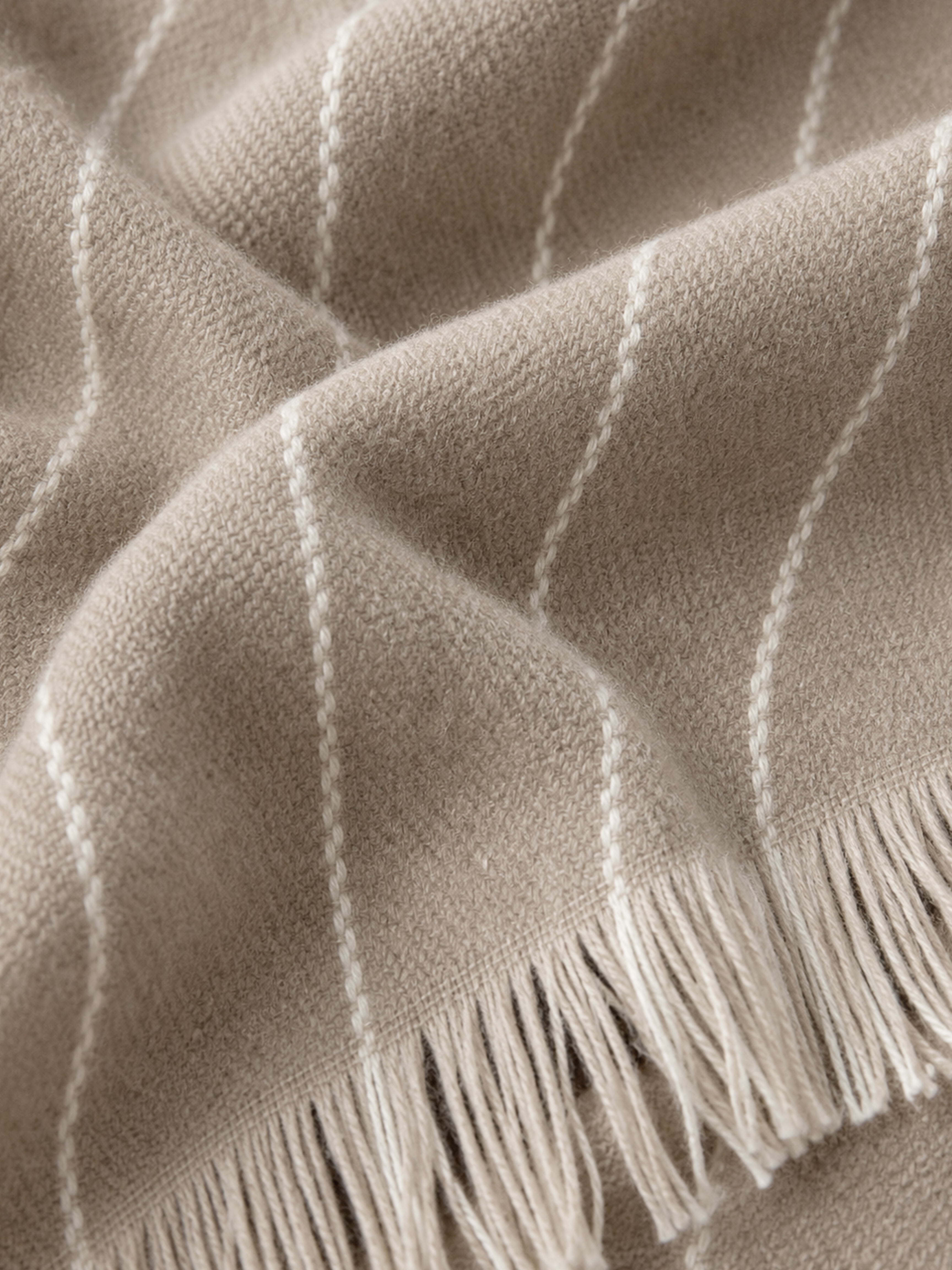 100% Cashmere Luxury Pinstripe Fringed Soft Scarf