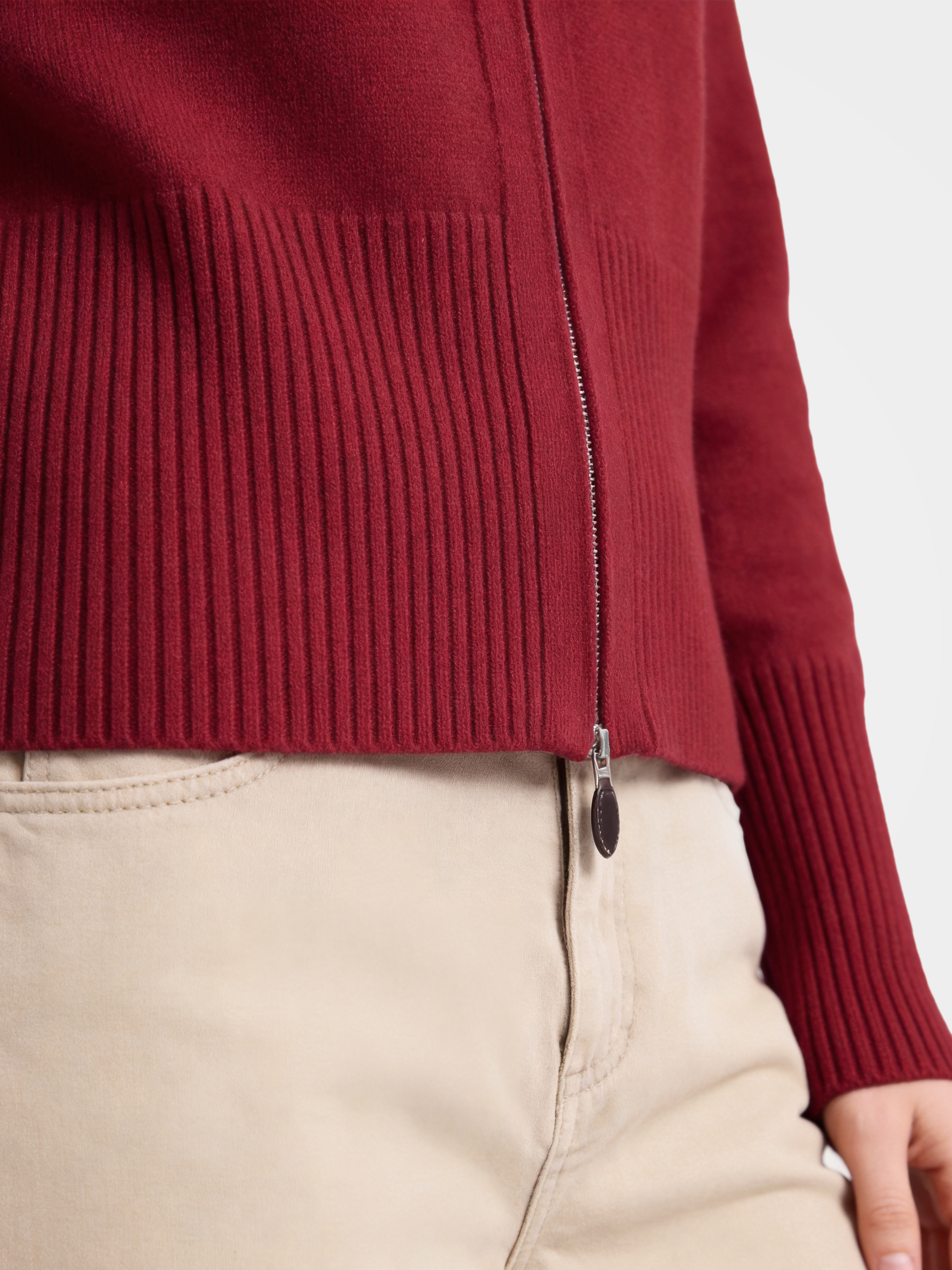 Soft 100% Cashmere Zip Ribbed Knit Cardigan