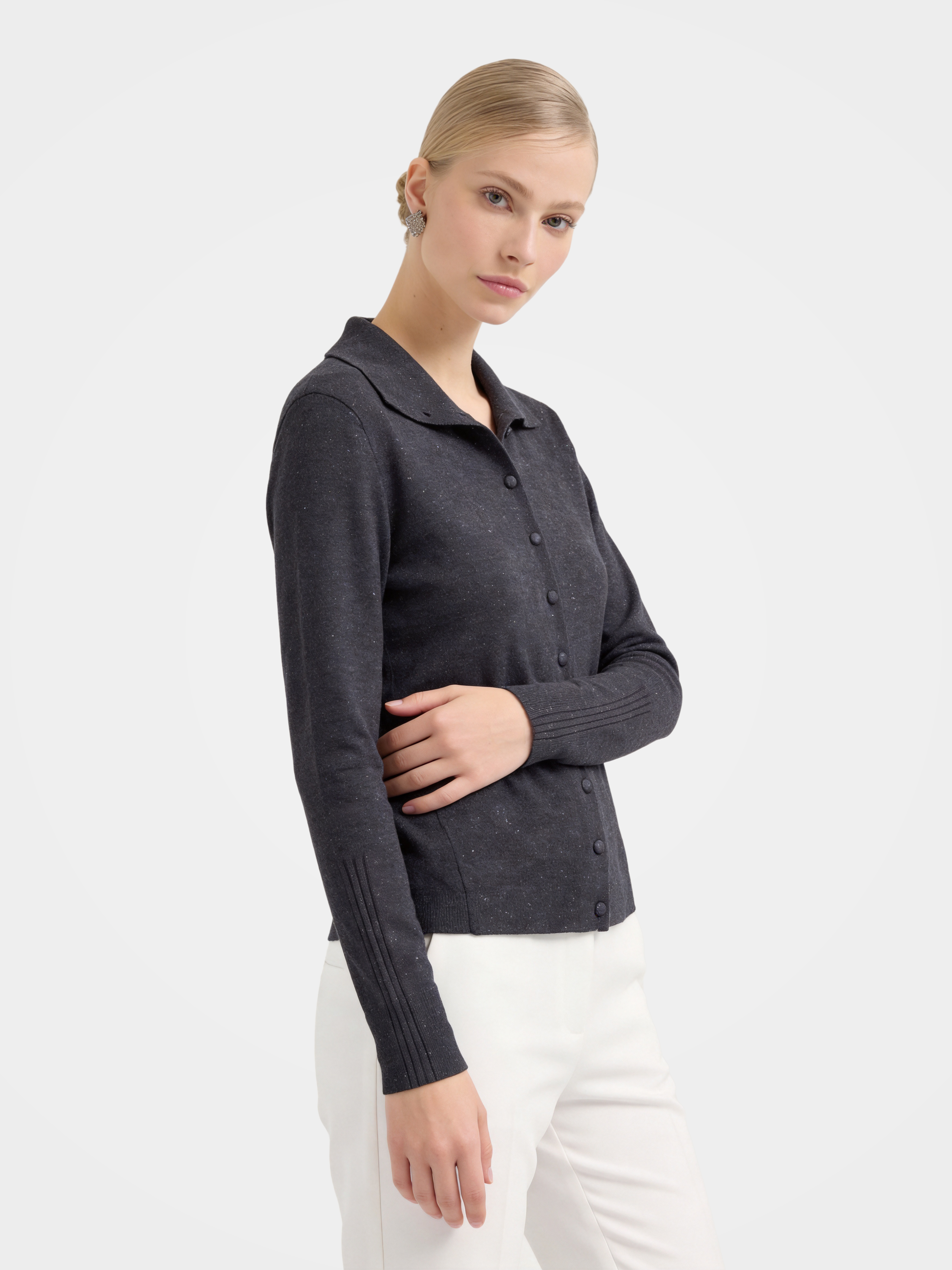 Wool Collared Sweater Soft Knit Cardigan Sweaters 