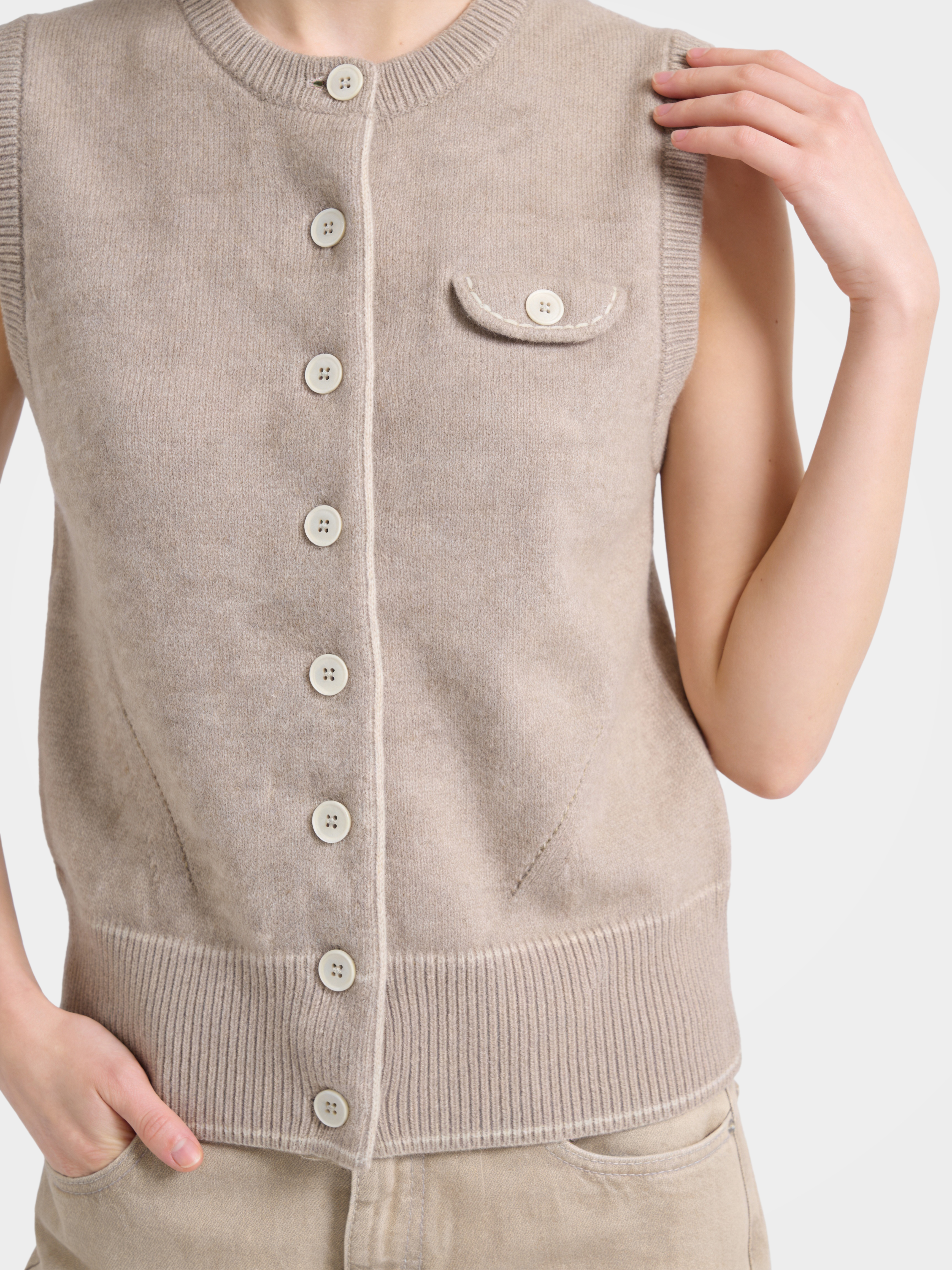 100% Cashmere Button Vest Top Knit Sweaters 