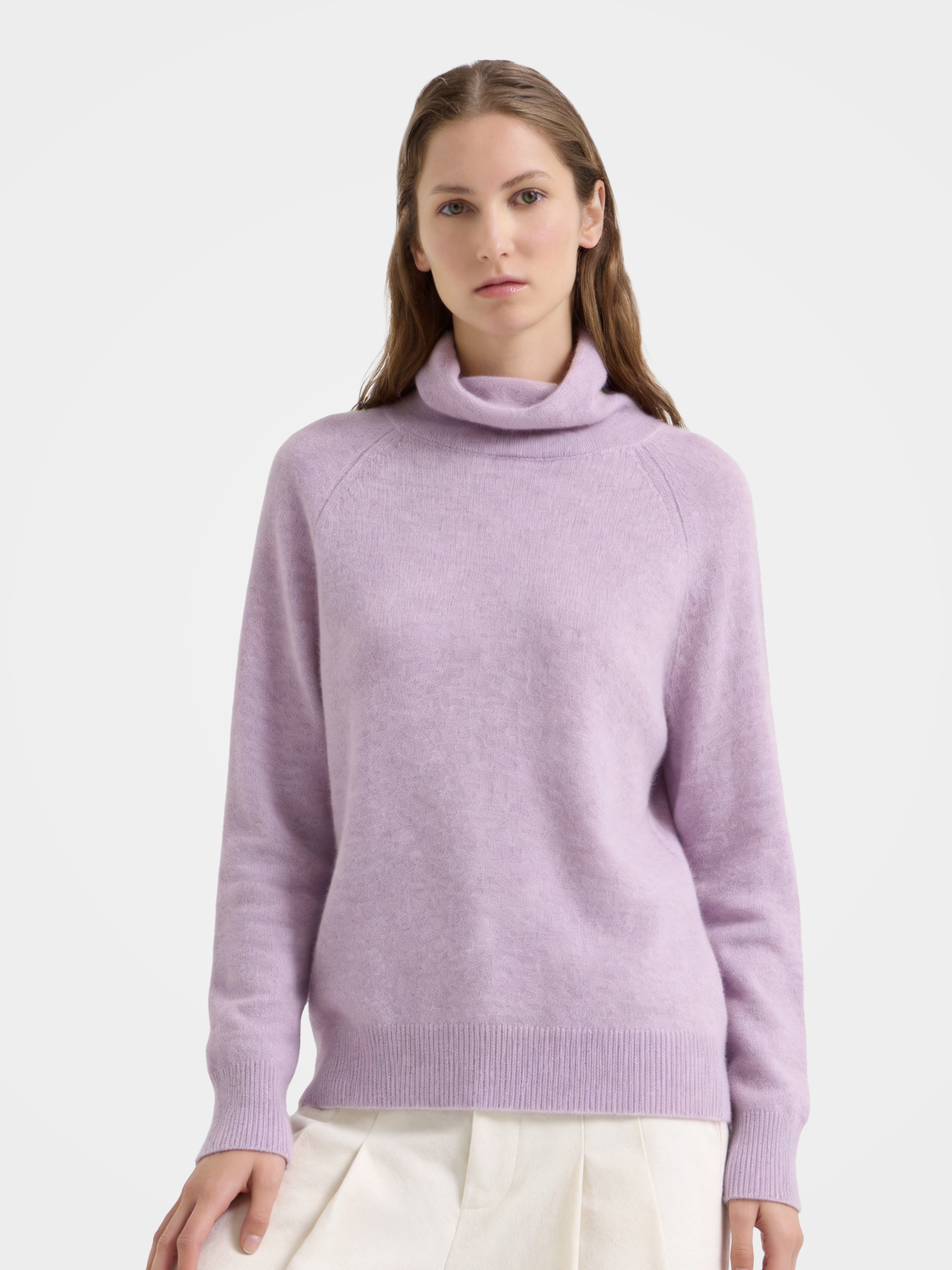 Soft Cashmere Silk Blend Turtleneck Sweater Long Sleeve Knit Pullover