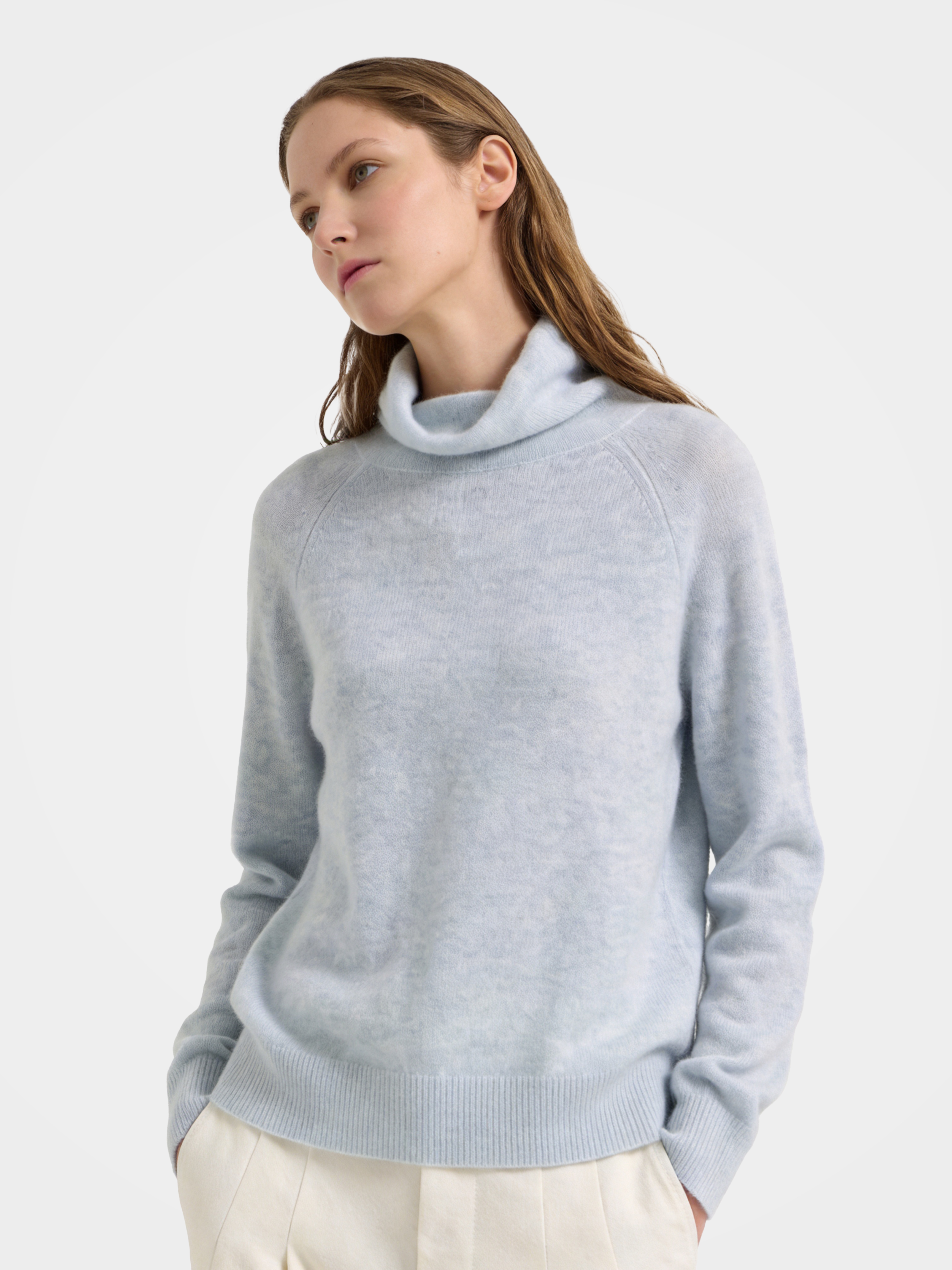 Soft Cashmere Silk Blend Turtleneck Sweater Long Sleeve Knit Pullover