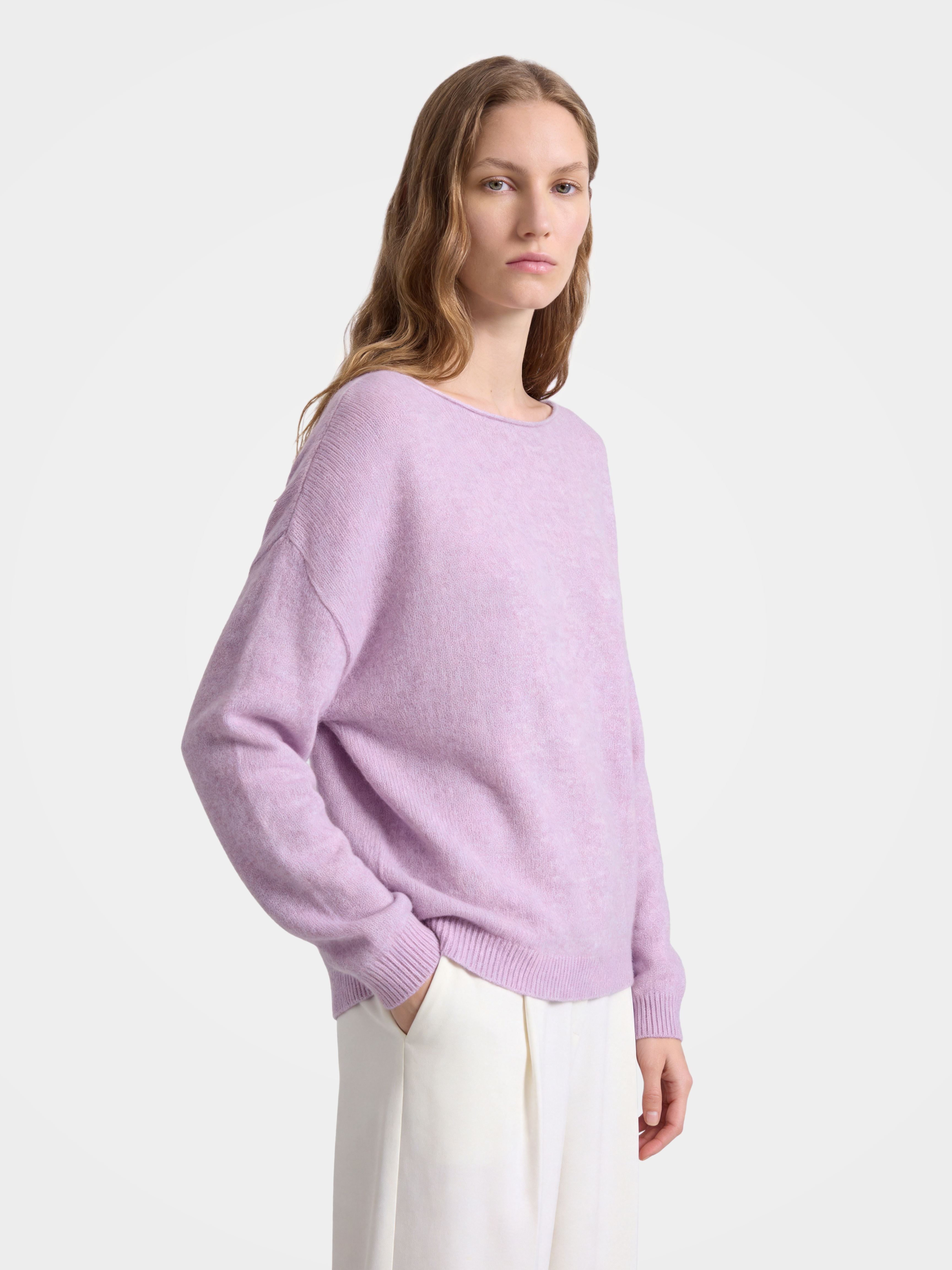 Cashmere Silk Blend Oversized Crew Neck Sweater