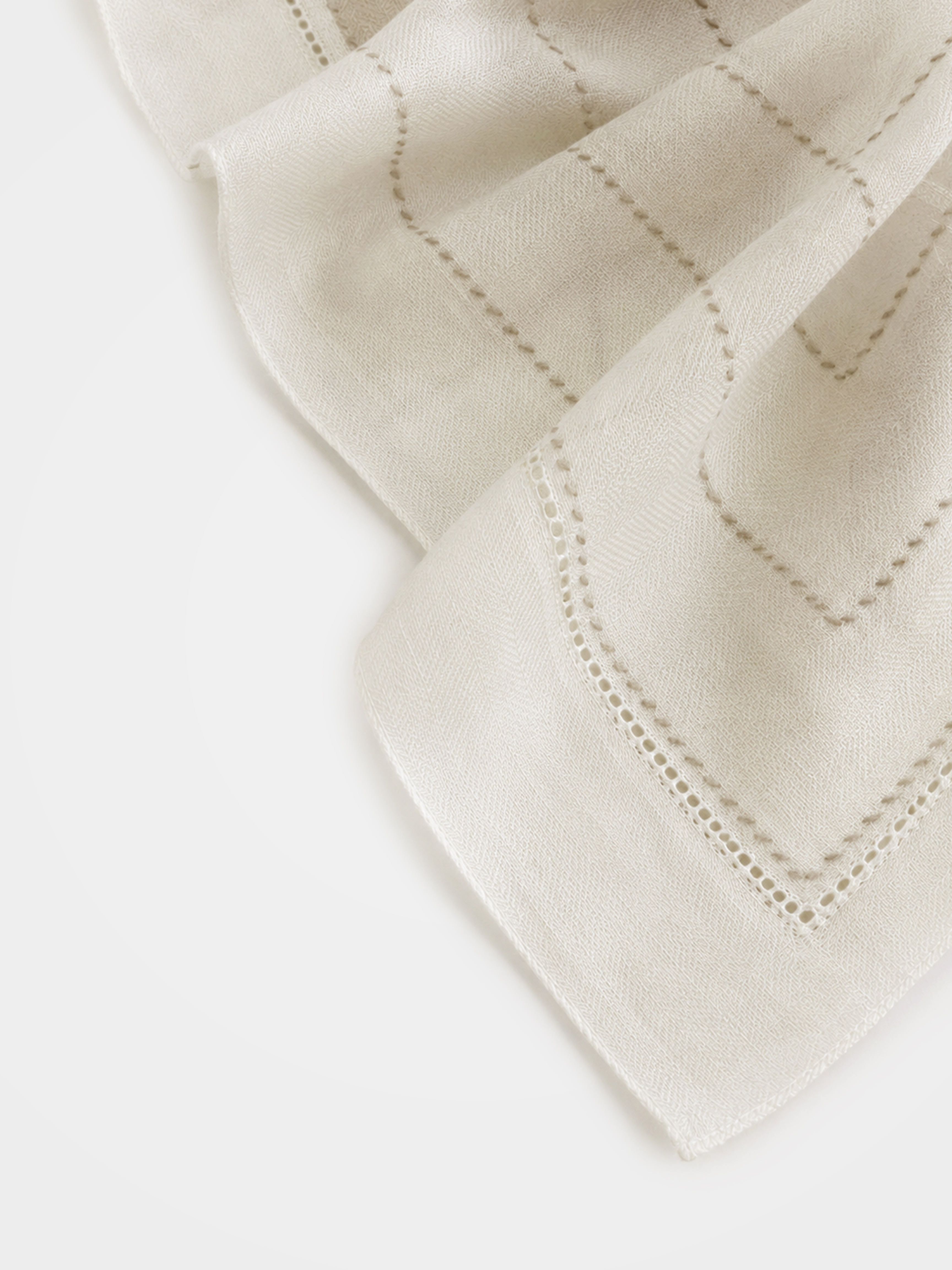 100% Cashmere Textured Line Geometry Pattern Square Scarf