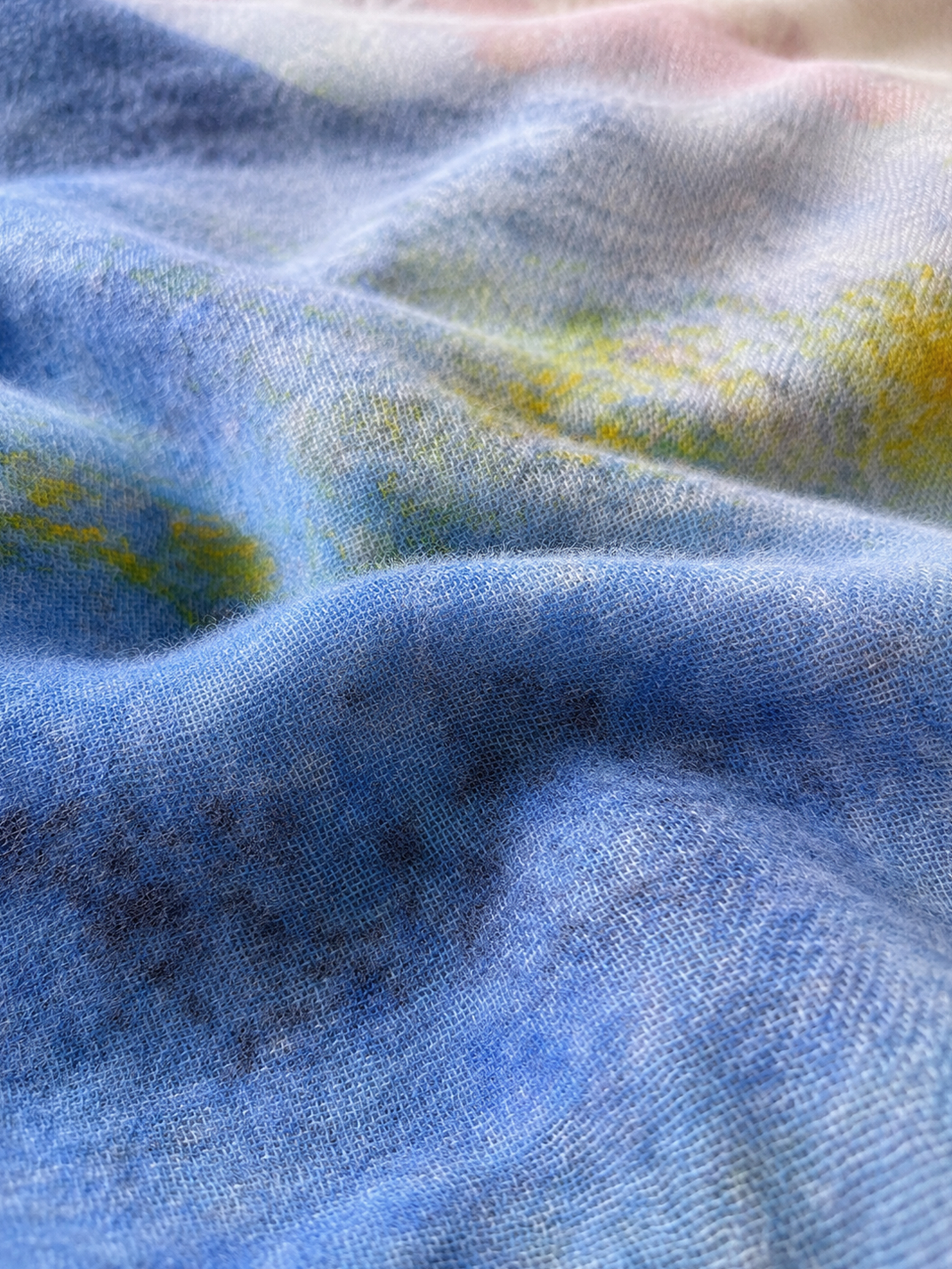 100% Cashmere Luxury Watercolor Print Soft Scarf 