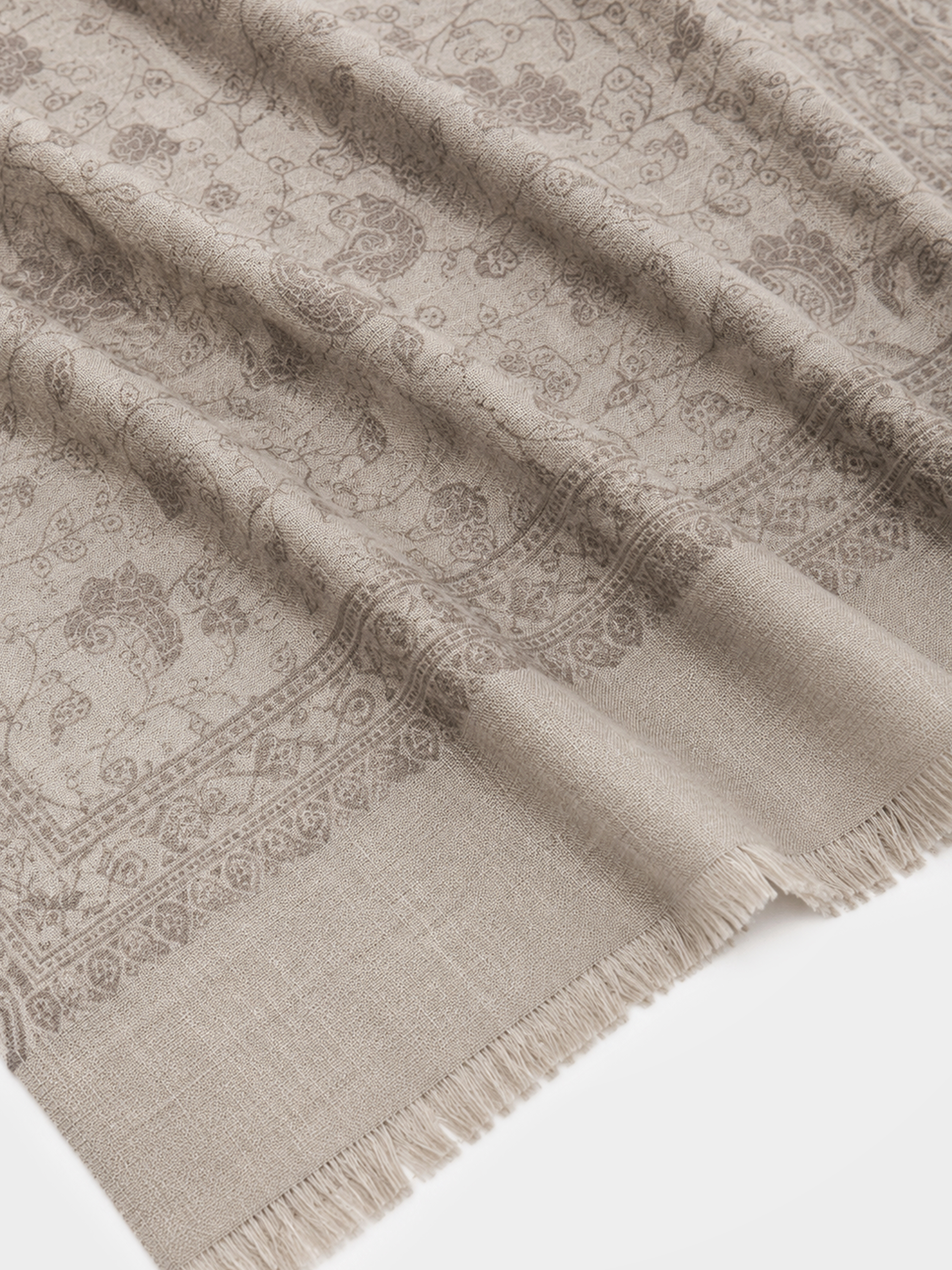 100% Cashmere Luxury Vintage Floral Print Soft Scarf 