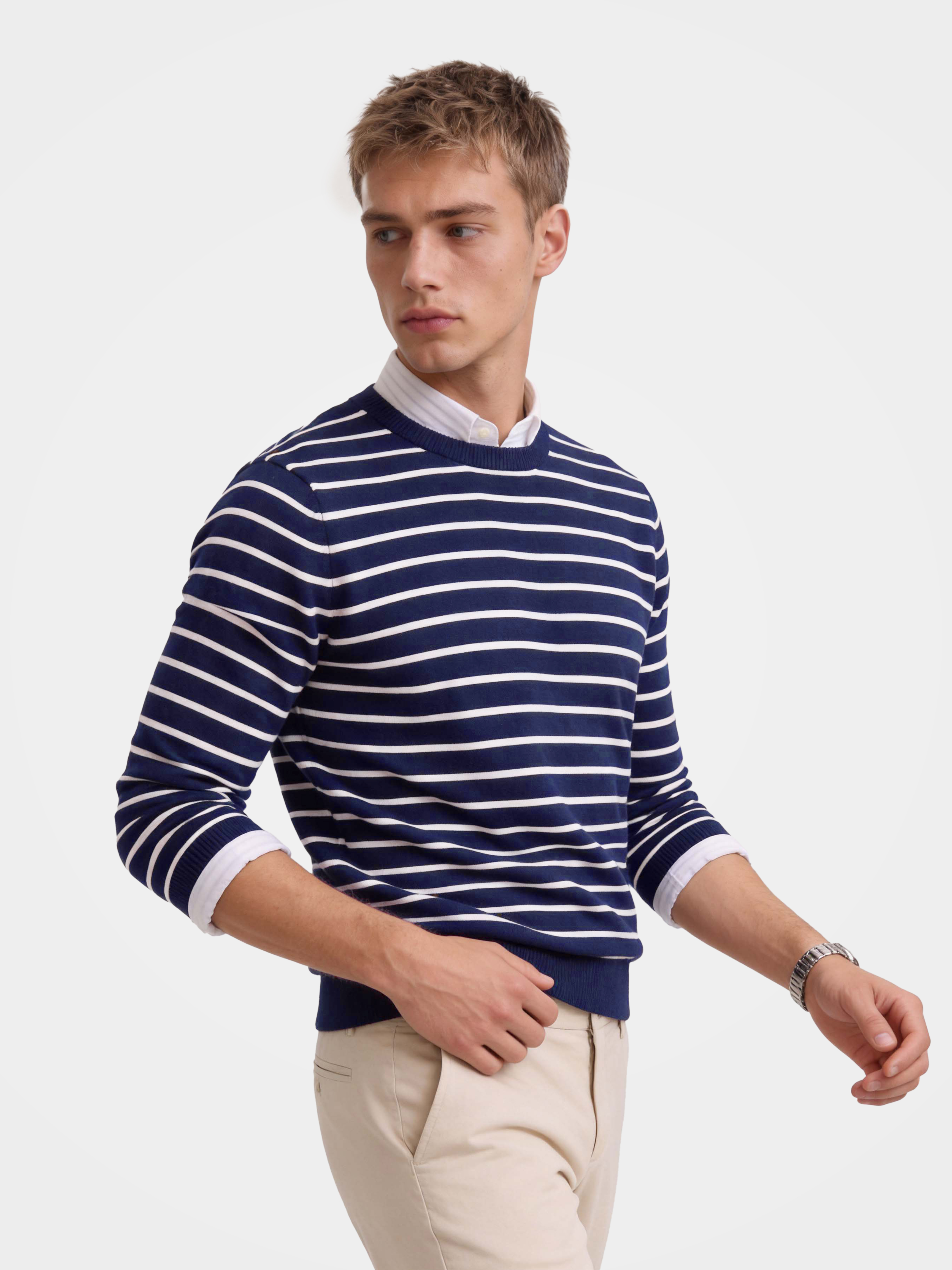 Men’s 100% Cashmere Crew Neck Flag Embroidery Jumper 