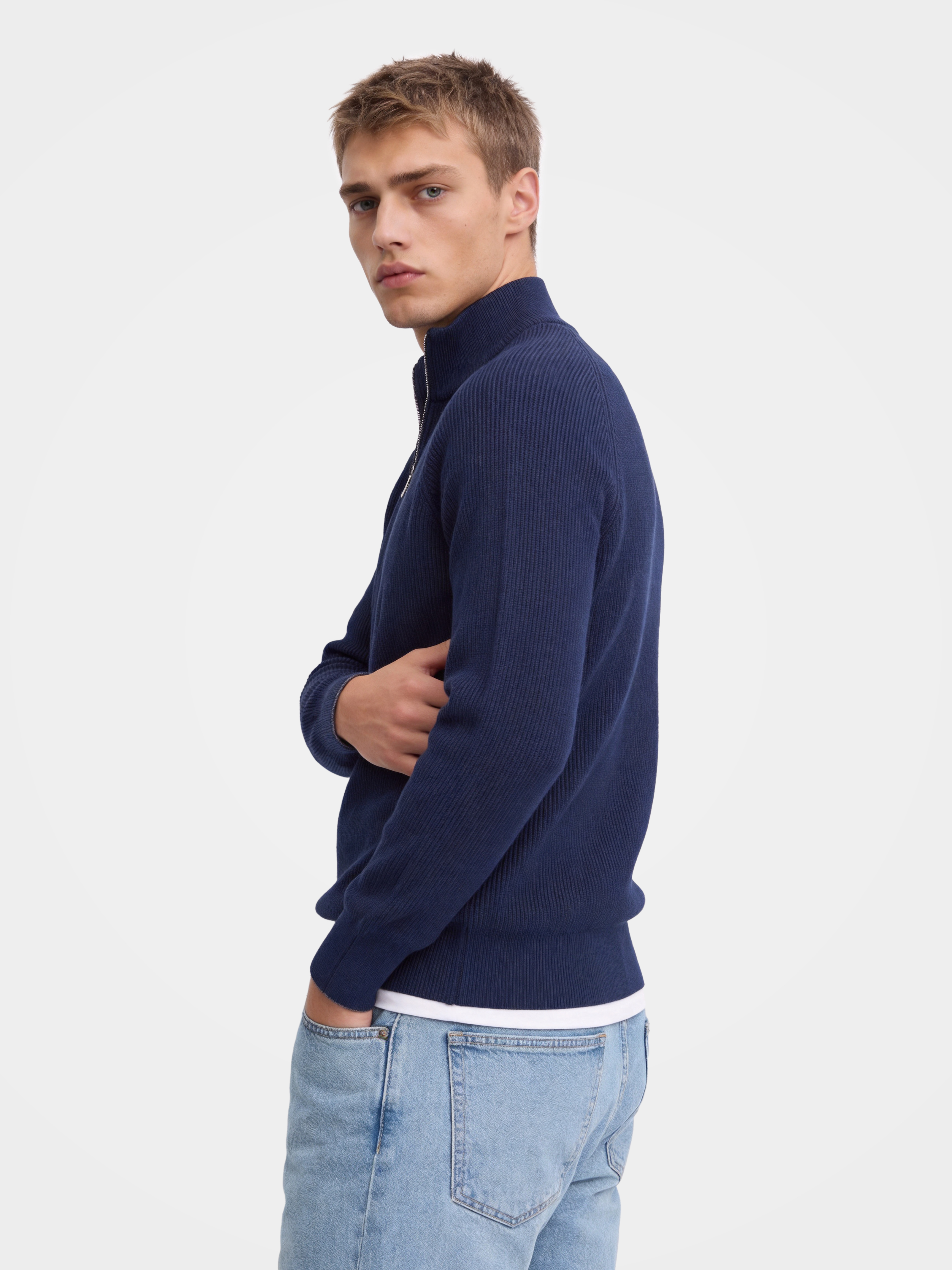 Men’s 100% Cashmere Mock Neck Quarter Zip Knit Pullover