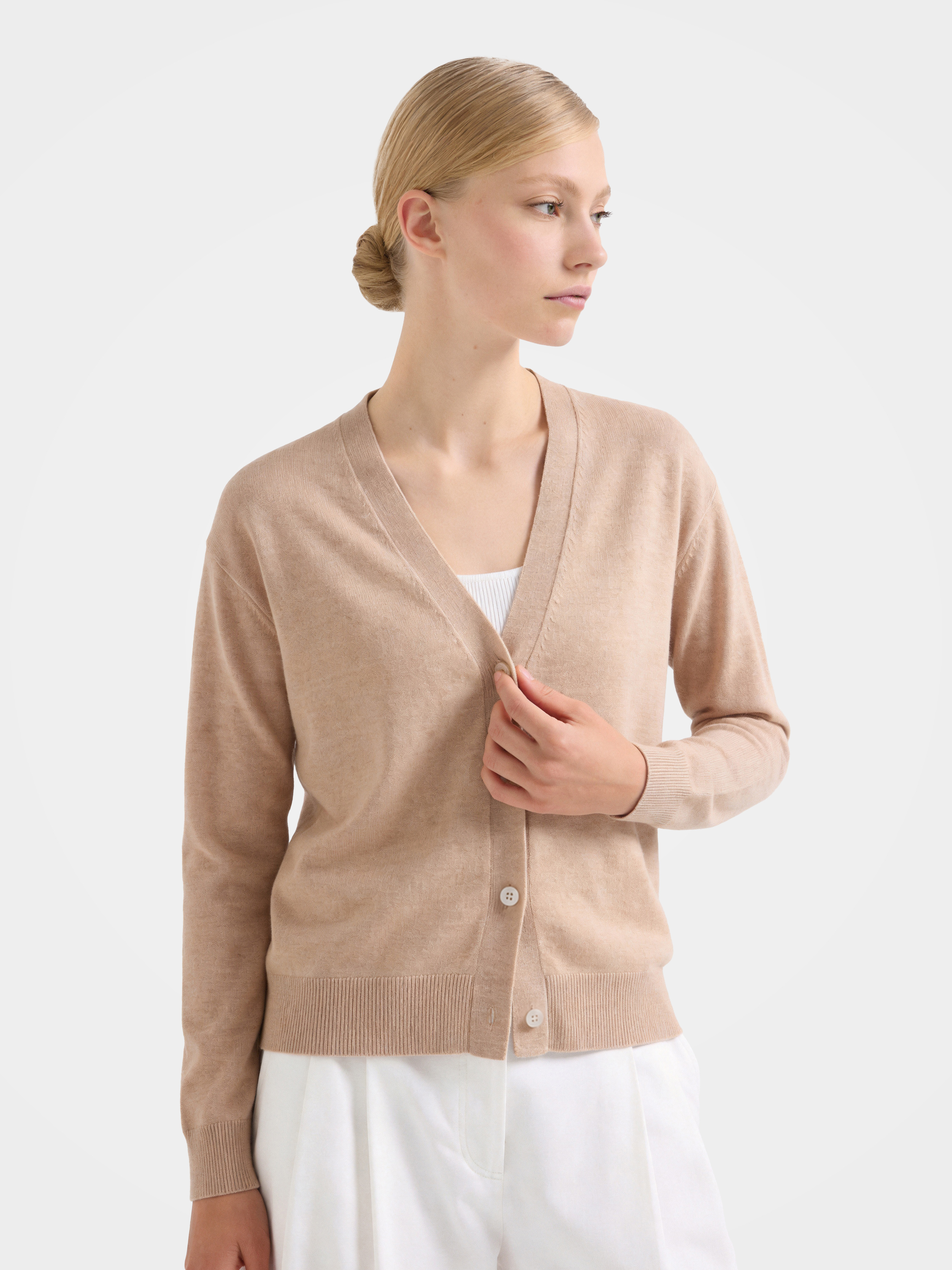100% Mongolian Cashmere V-Neck Button Front Cardigan