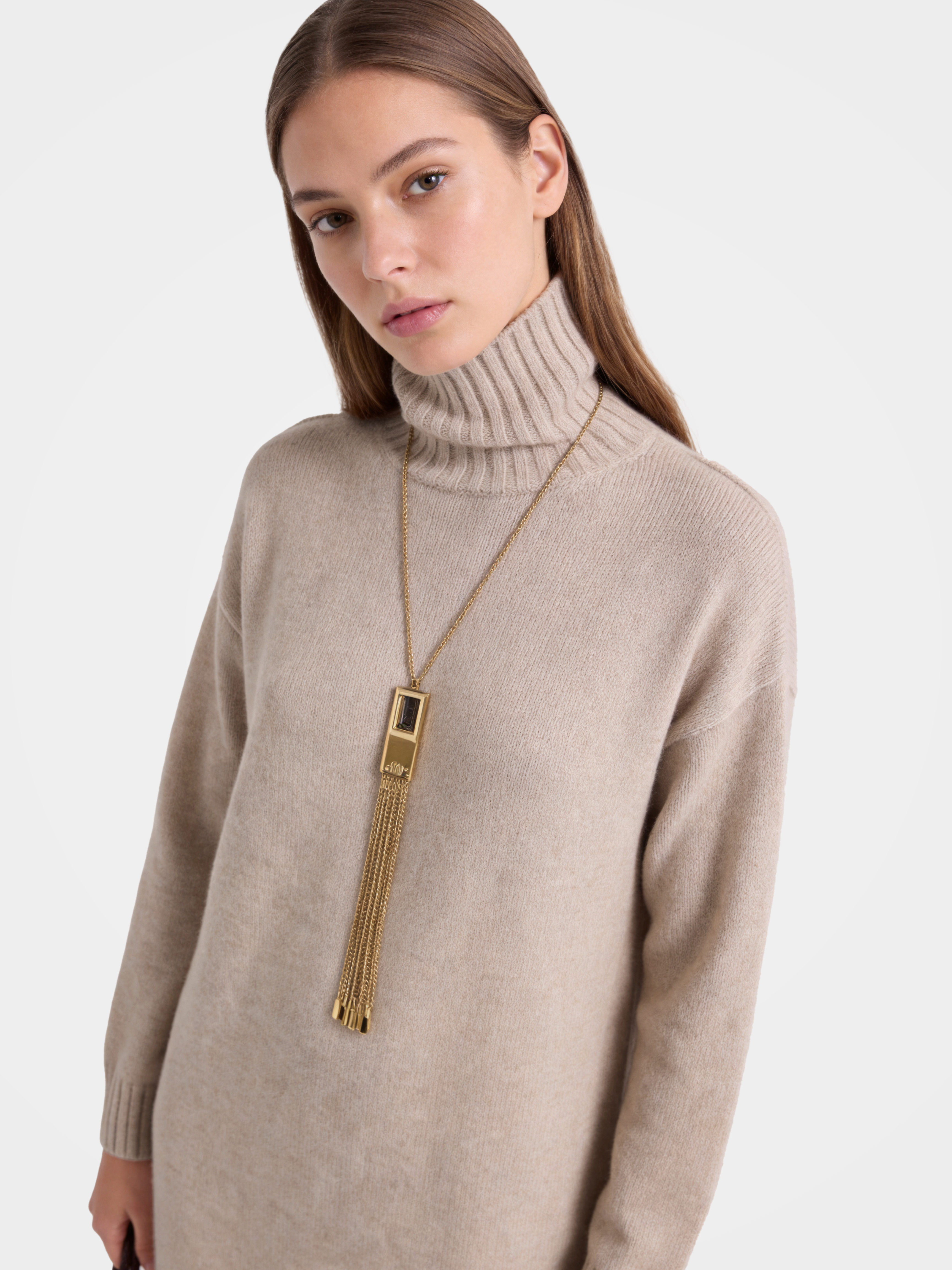 Pre-Order | Luxurious 100% Cashmere Turtleneck Knit Midi Sweater Dress (10-14 Business Days)