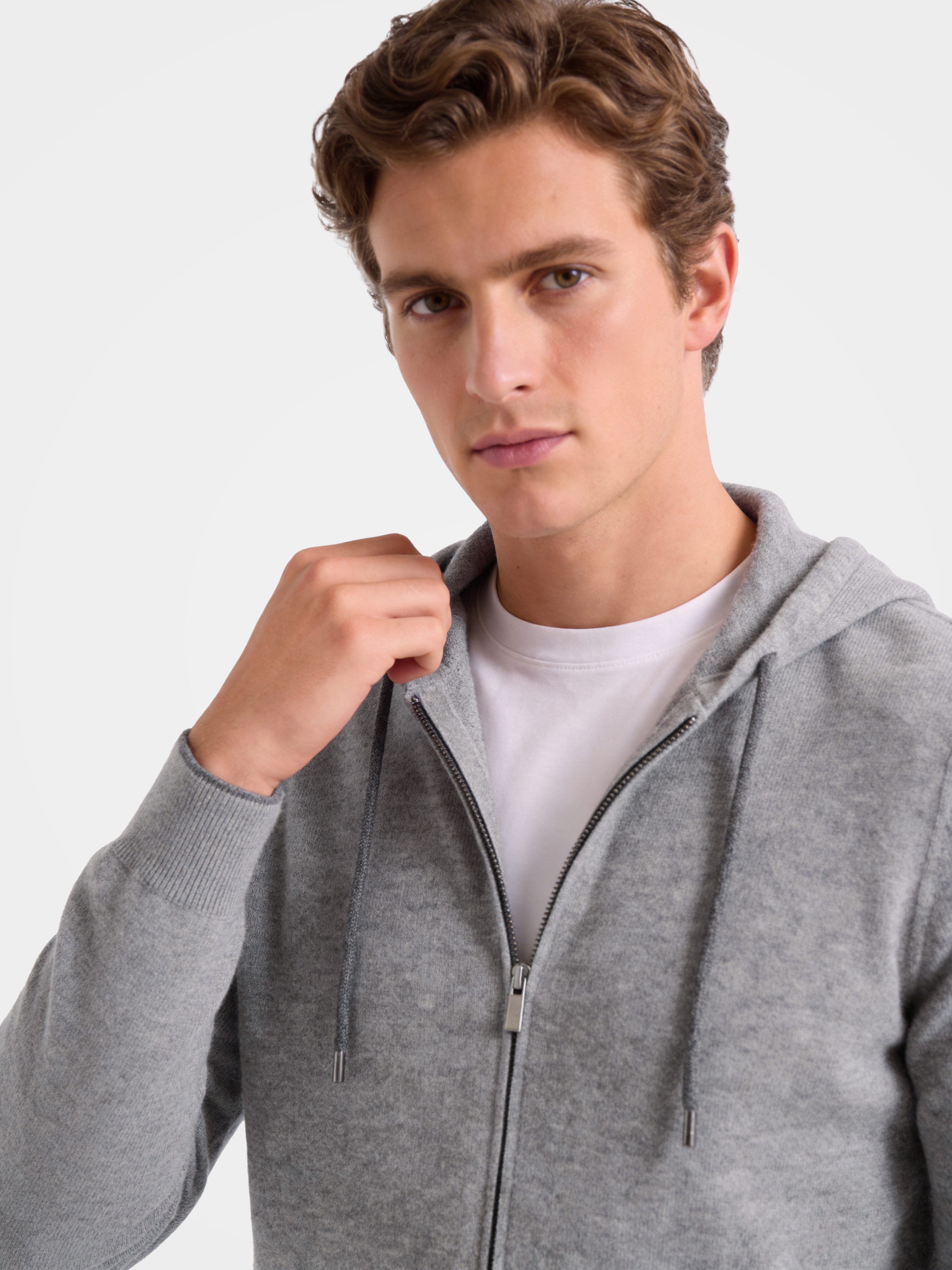 Pre-Order | Men's 100% Cashmere Hooded Full-Zip Cardigan (10-14 Business Days)