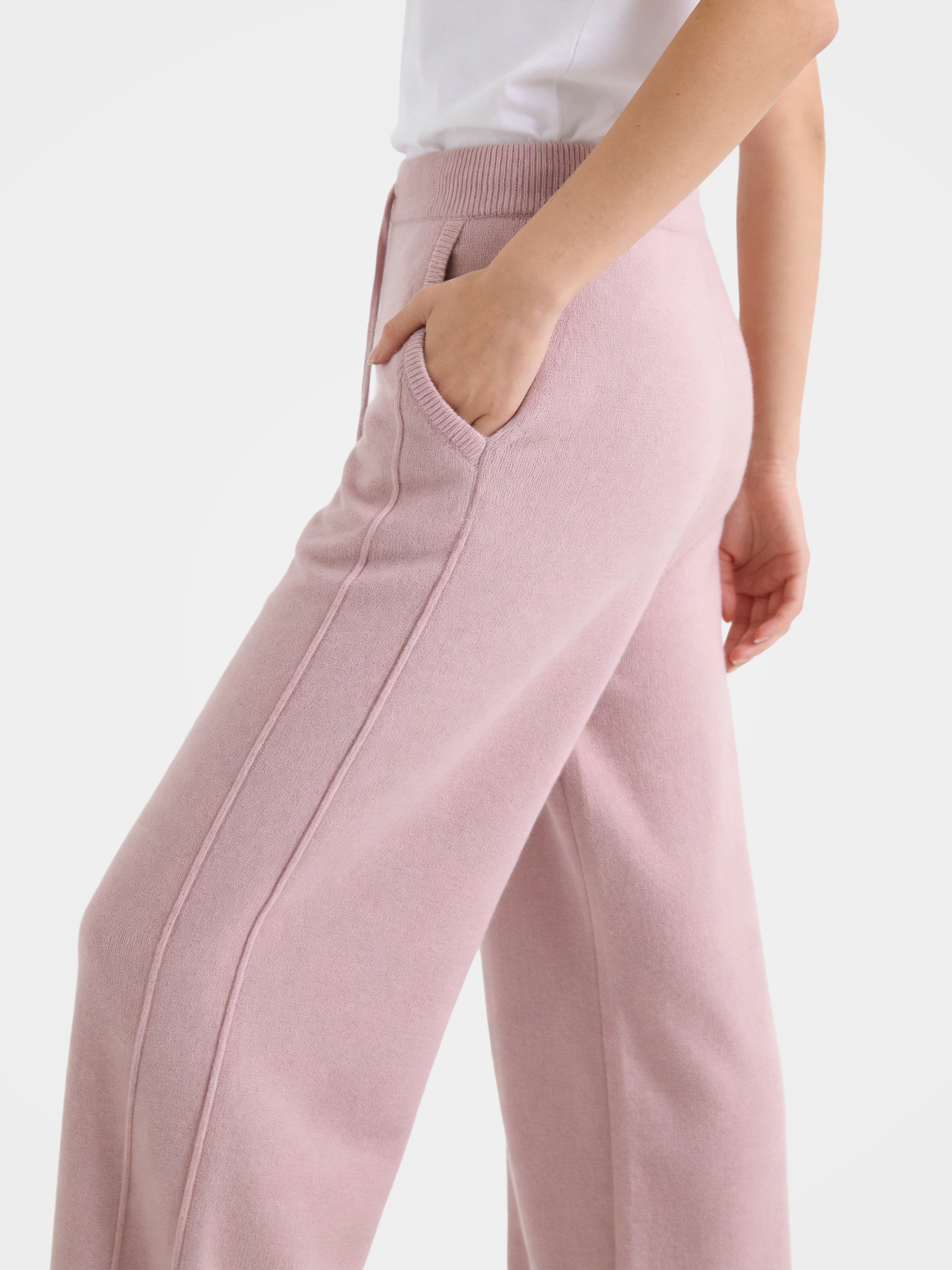 100% Cashmere Straight Leg Drawstring Pants