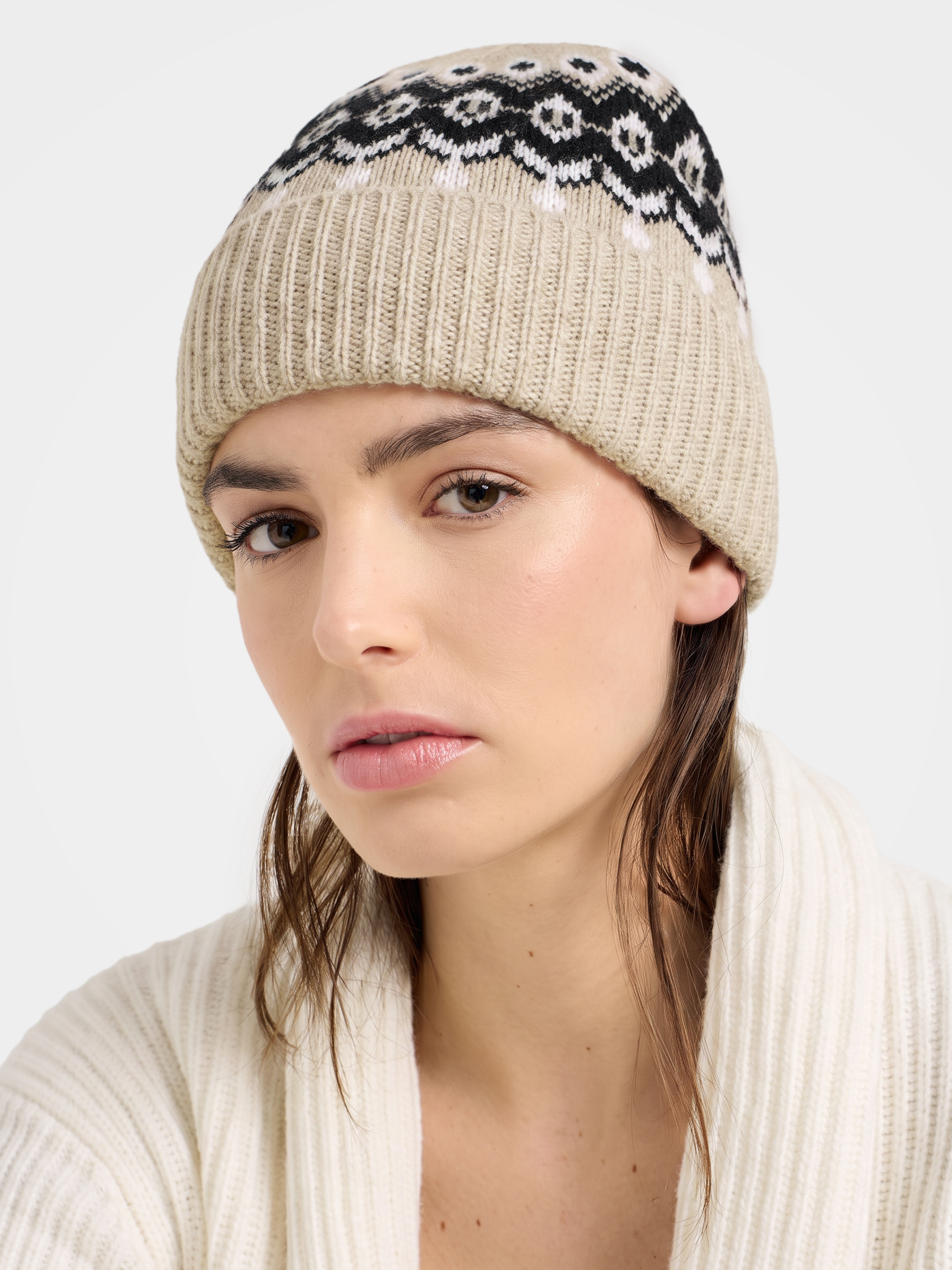 100% Cashmere Fair Isle Knit Beanie