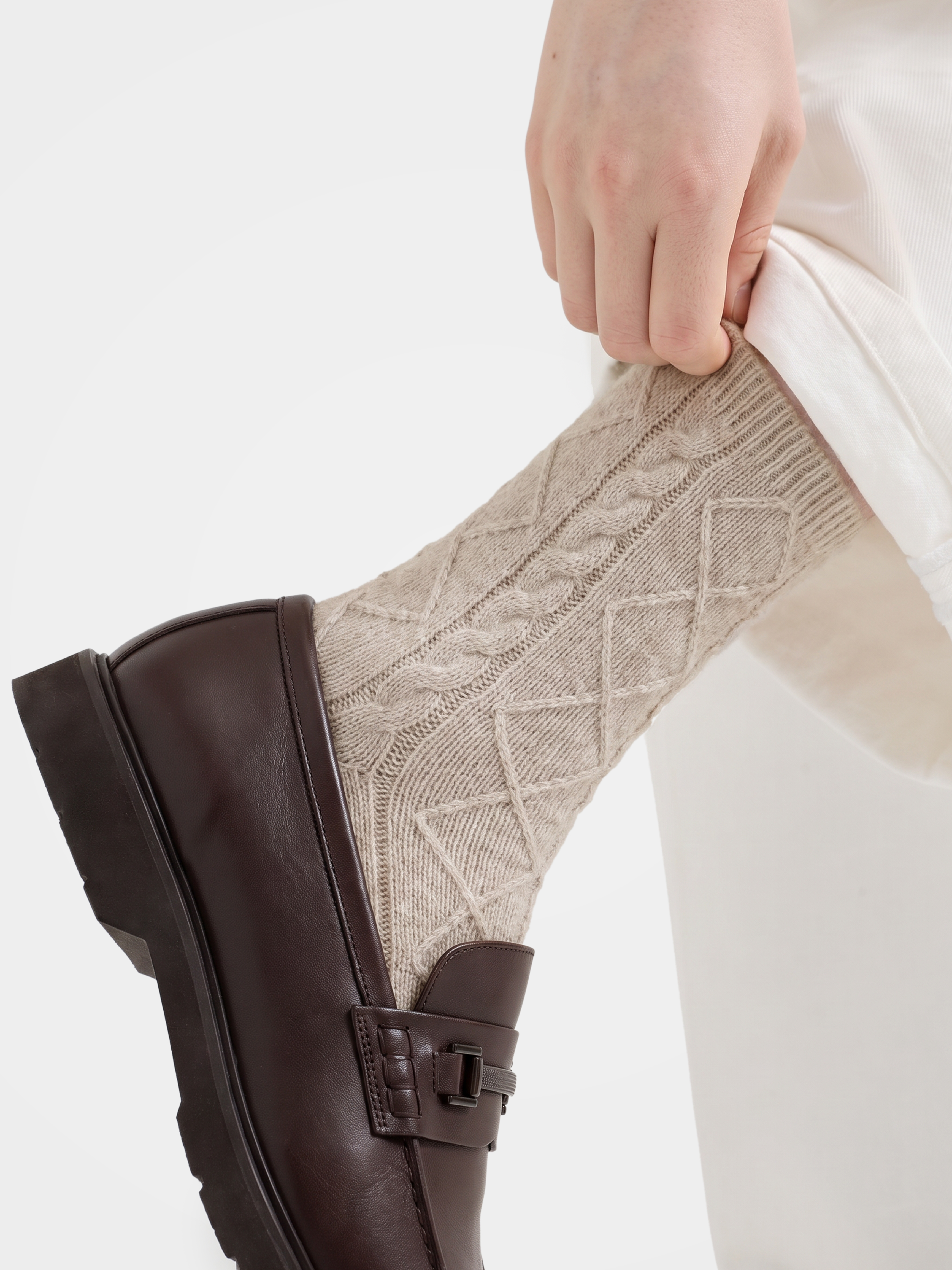 100% Cashmere Cable Knit Socks
