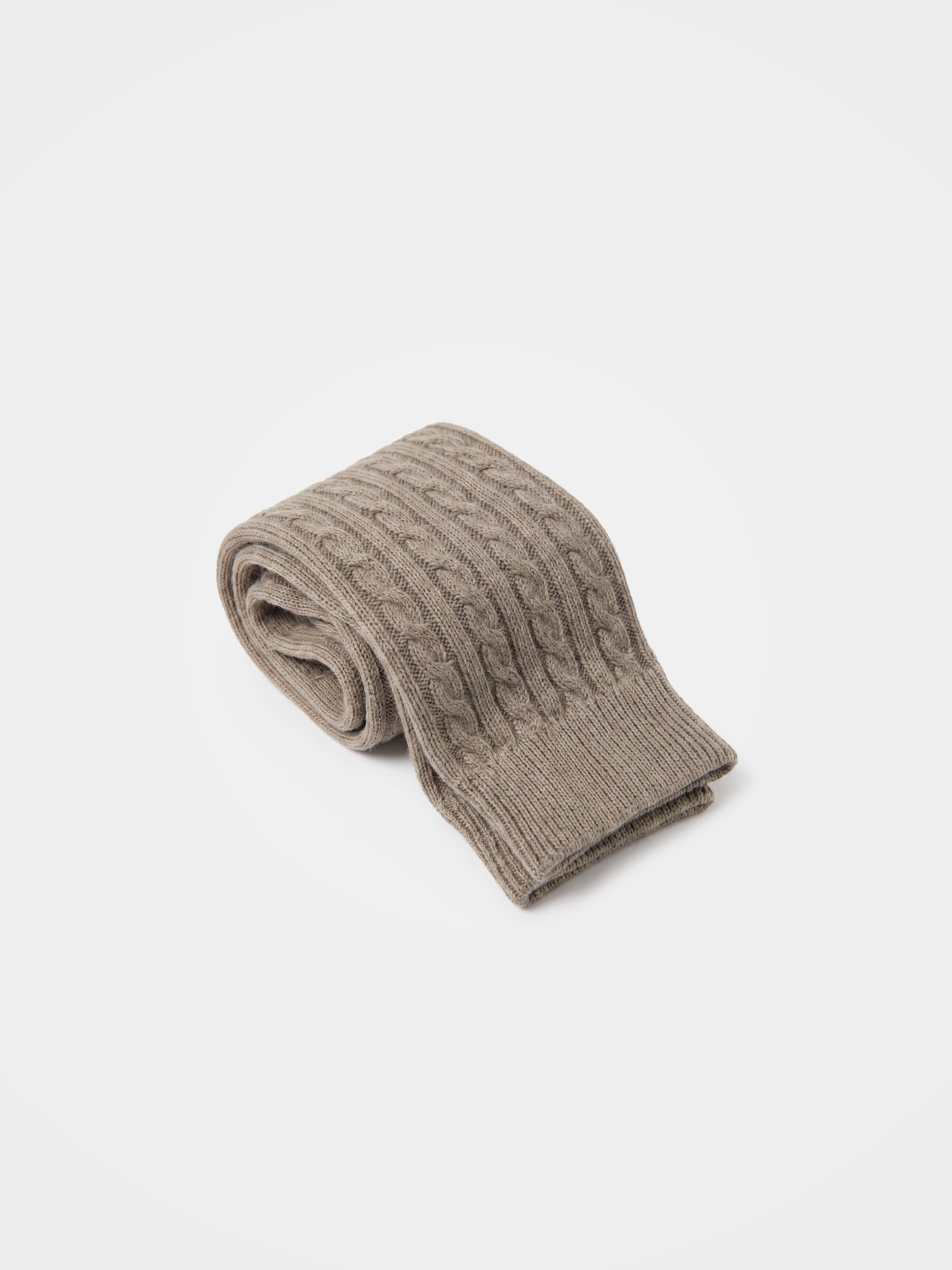 100% Cashmere Fine Cable Knit Crew Socks