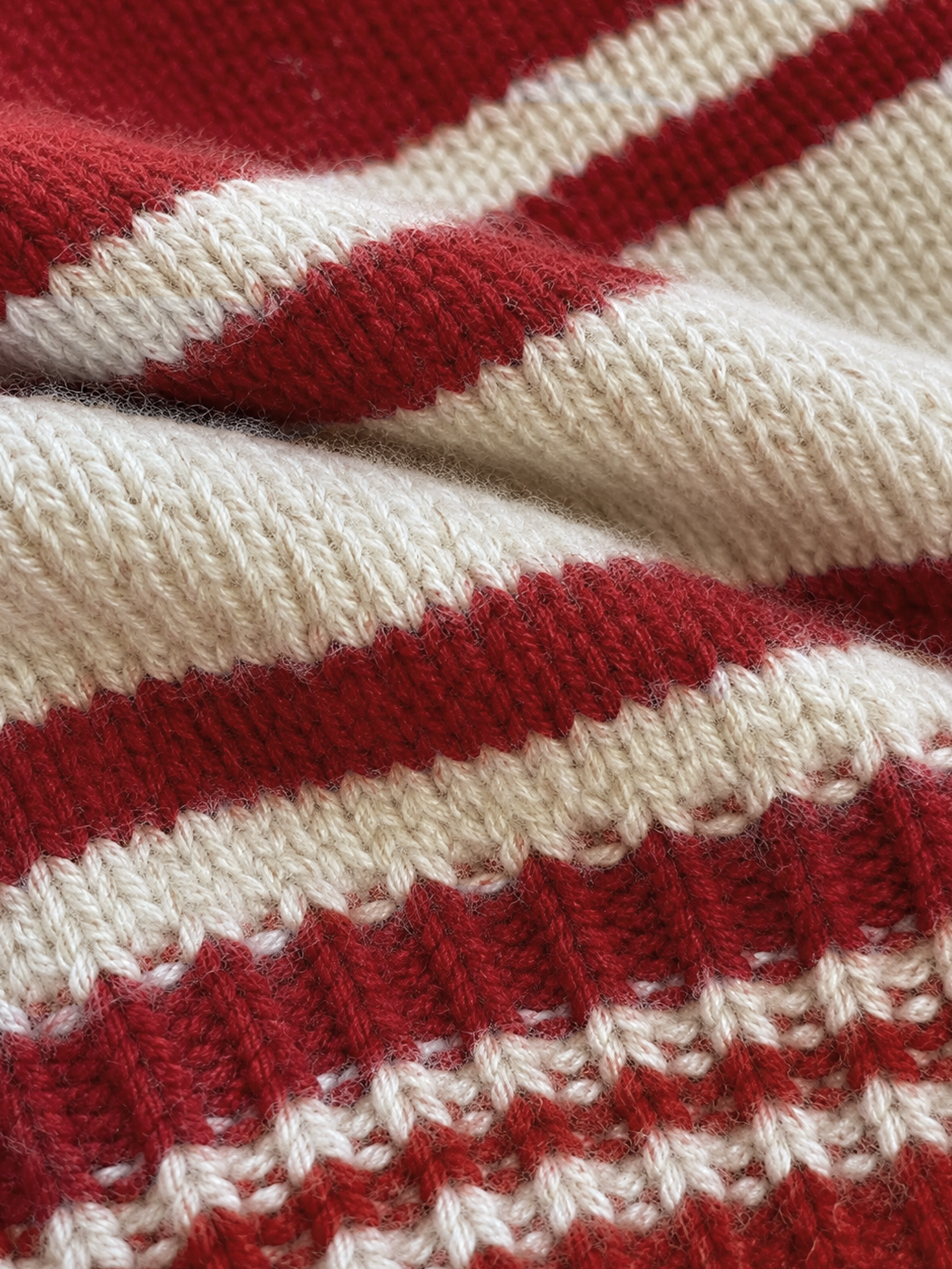100% Cashmere Knit Stripe Fringe Long Scarf