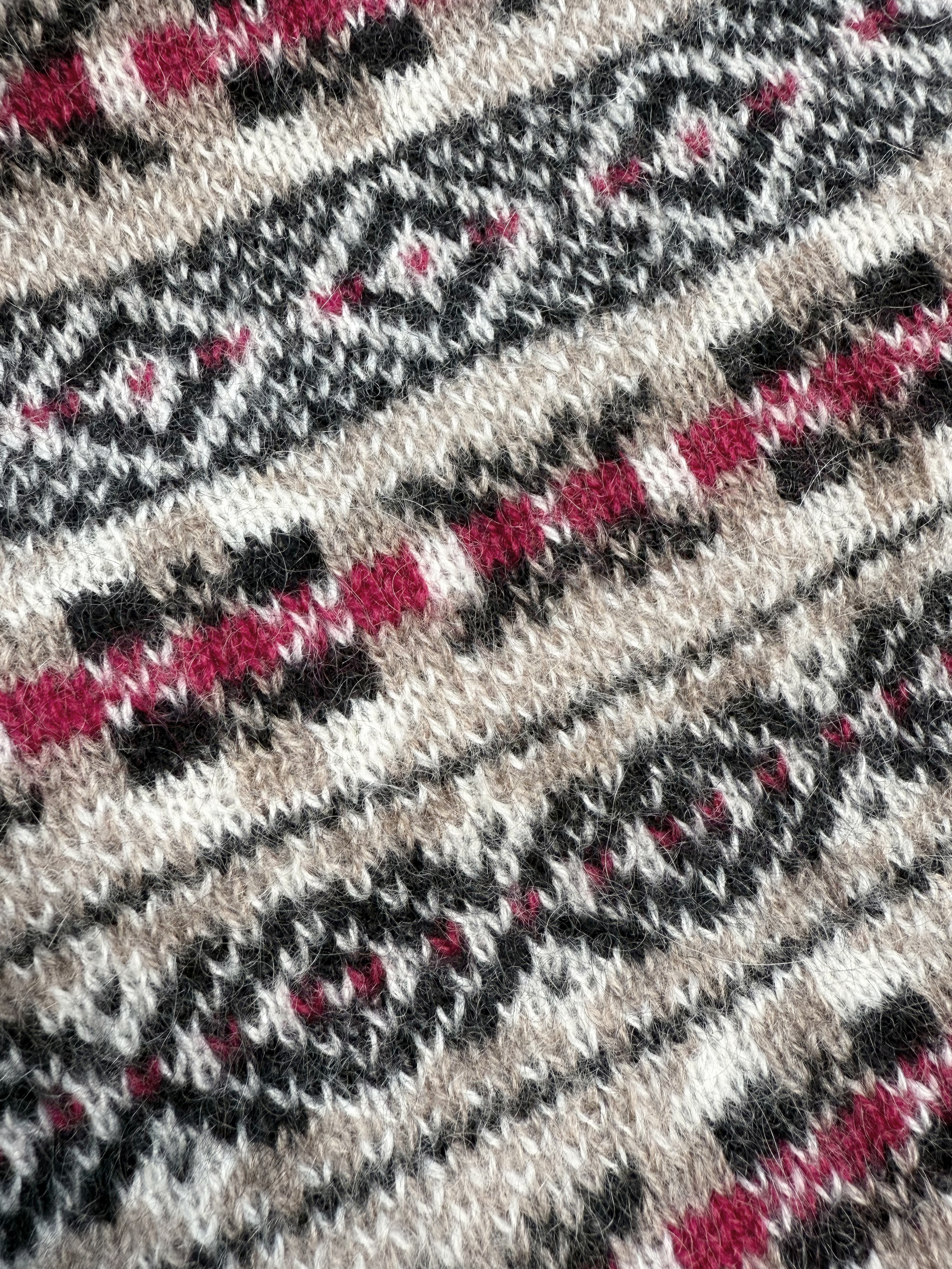 100% Cashmere Knit Fair Isle Long Scarf