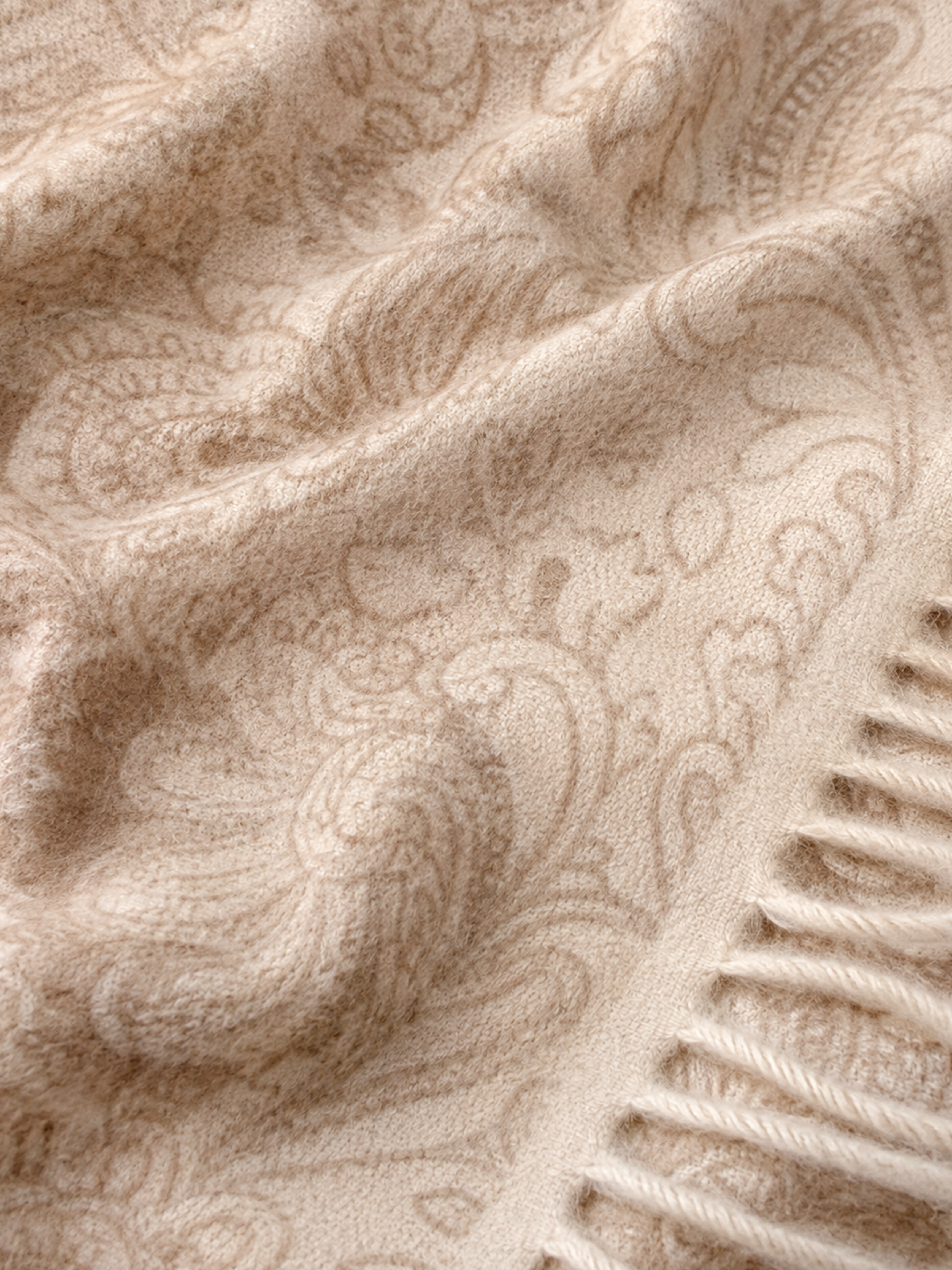 100% Cashmere Paisley Vintage Tassel Fringe Long Scarf
