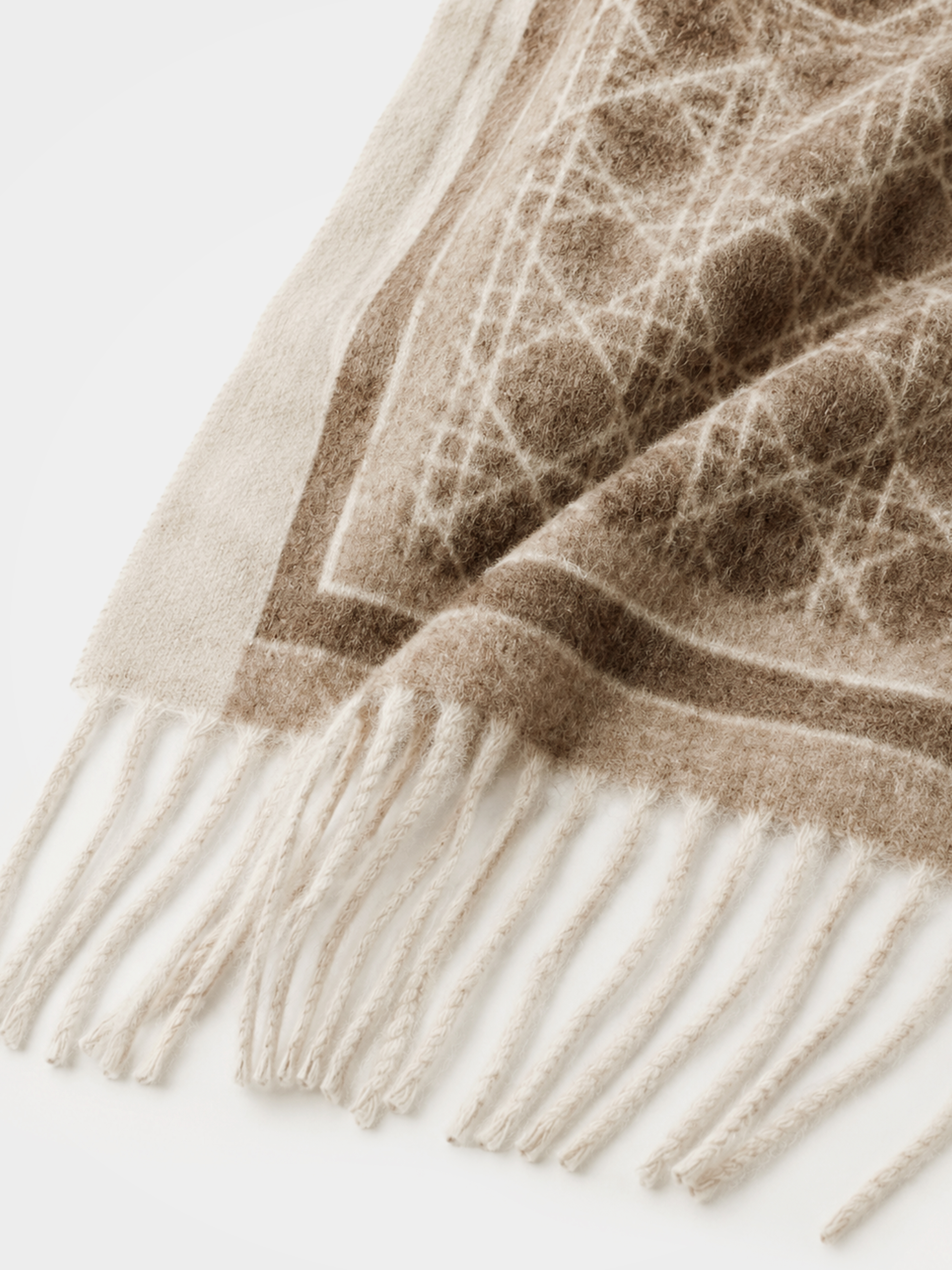 100% Cashmere Plaid Tassel Fringe Long Scarf
